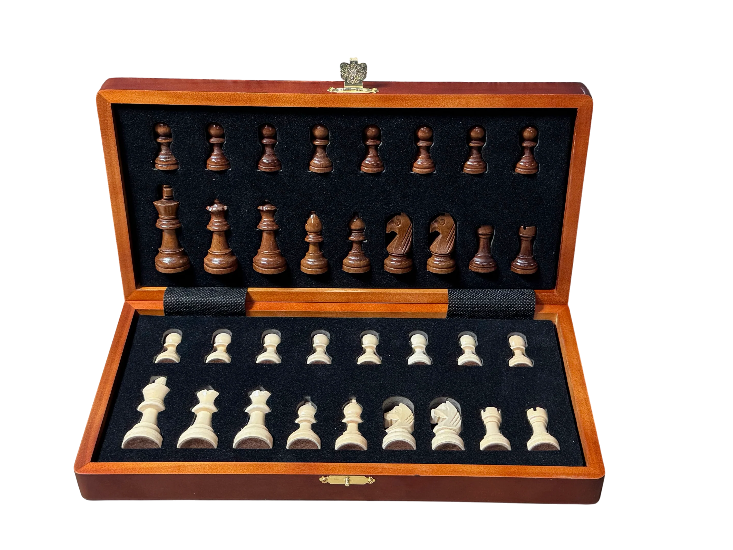 12" Economy Folding Mahogany Magnetic Chess Set - Image 3