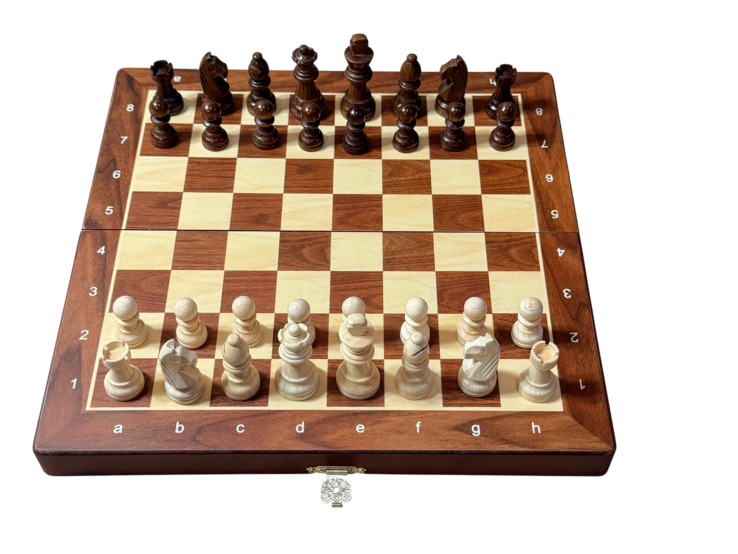 12" Economy Folding Mahogany Magnetic Chess Set - Image 4