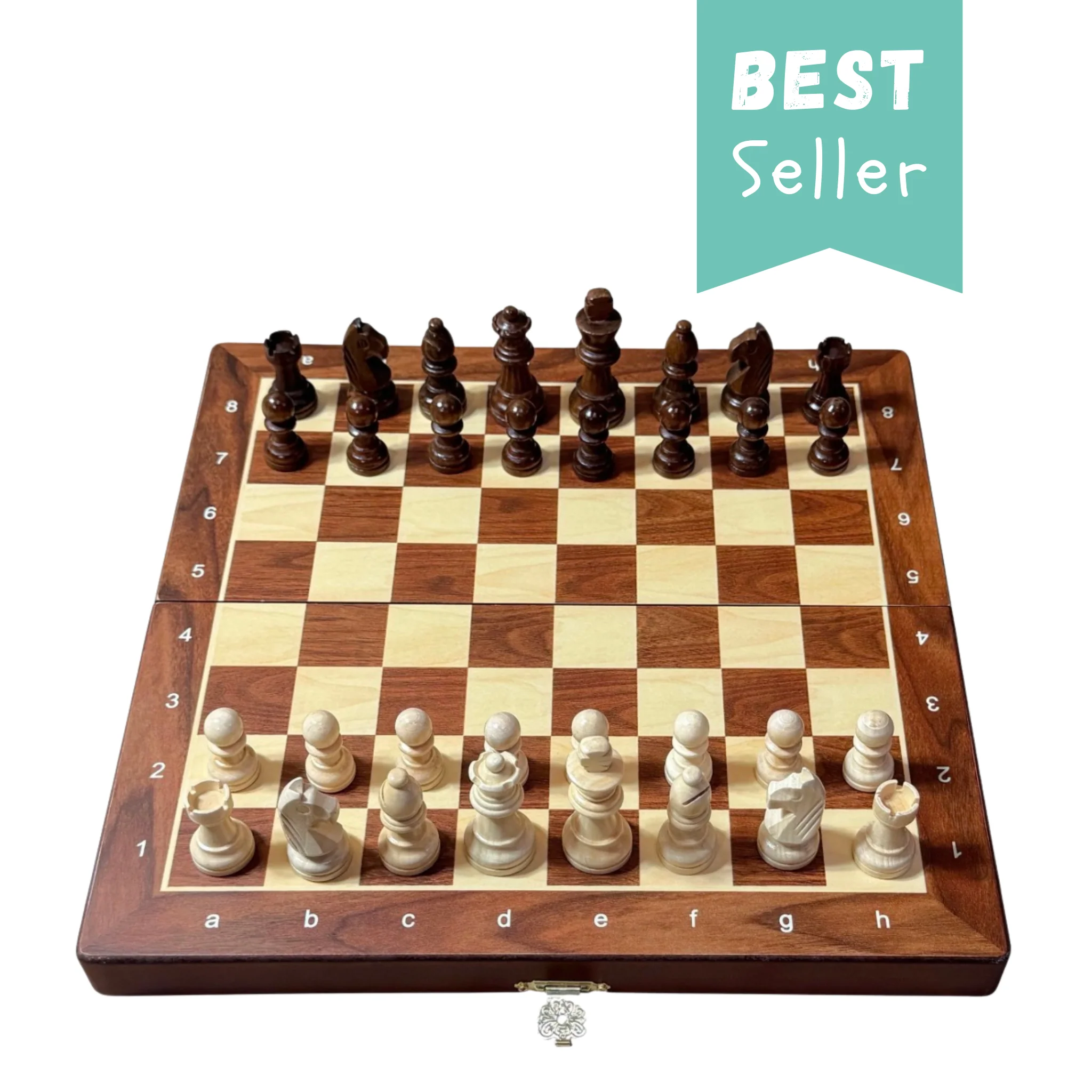 12" Economy Folding Mahogany Magnetic Chess Set - Image 5