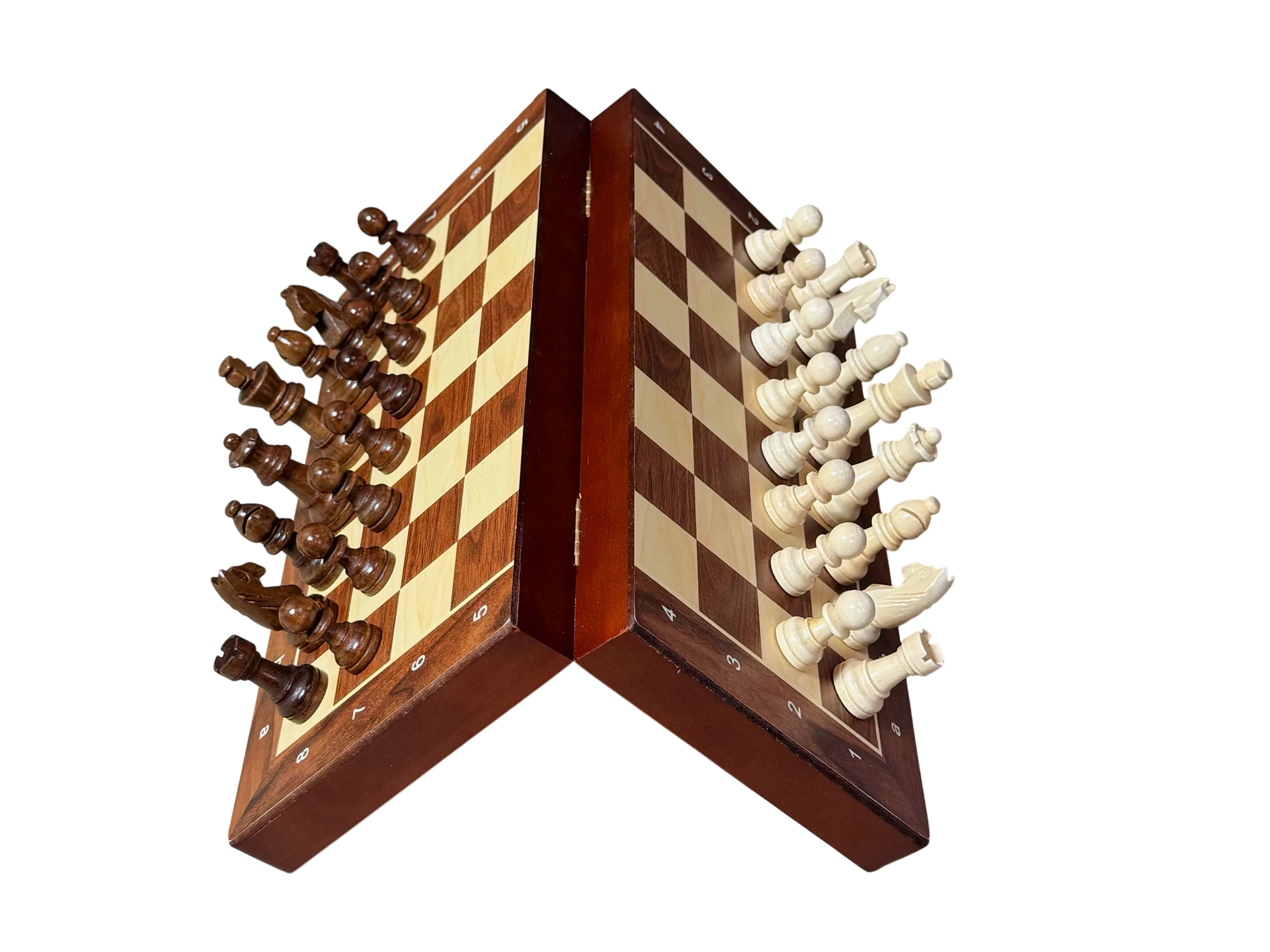 12" Economy Folding Mahogany Magnetic Chess Set - Image 8