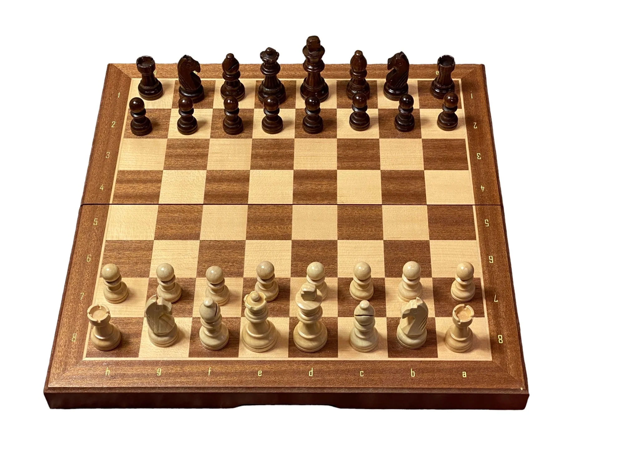 13 Inch Economy Mahogany and Maple Magnetic Chess Set - Image 2