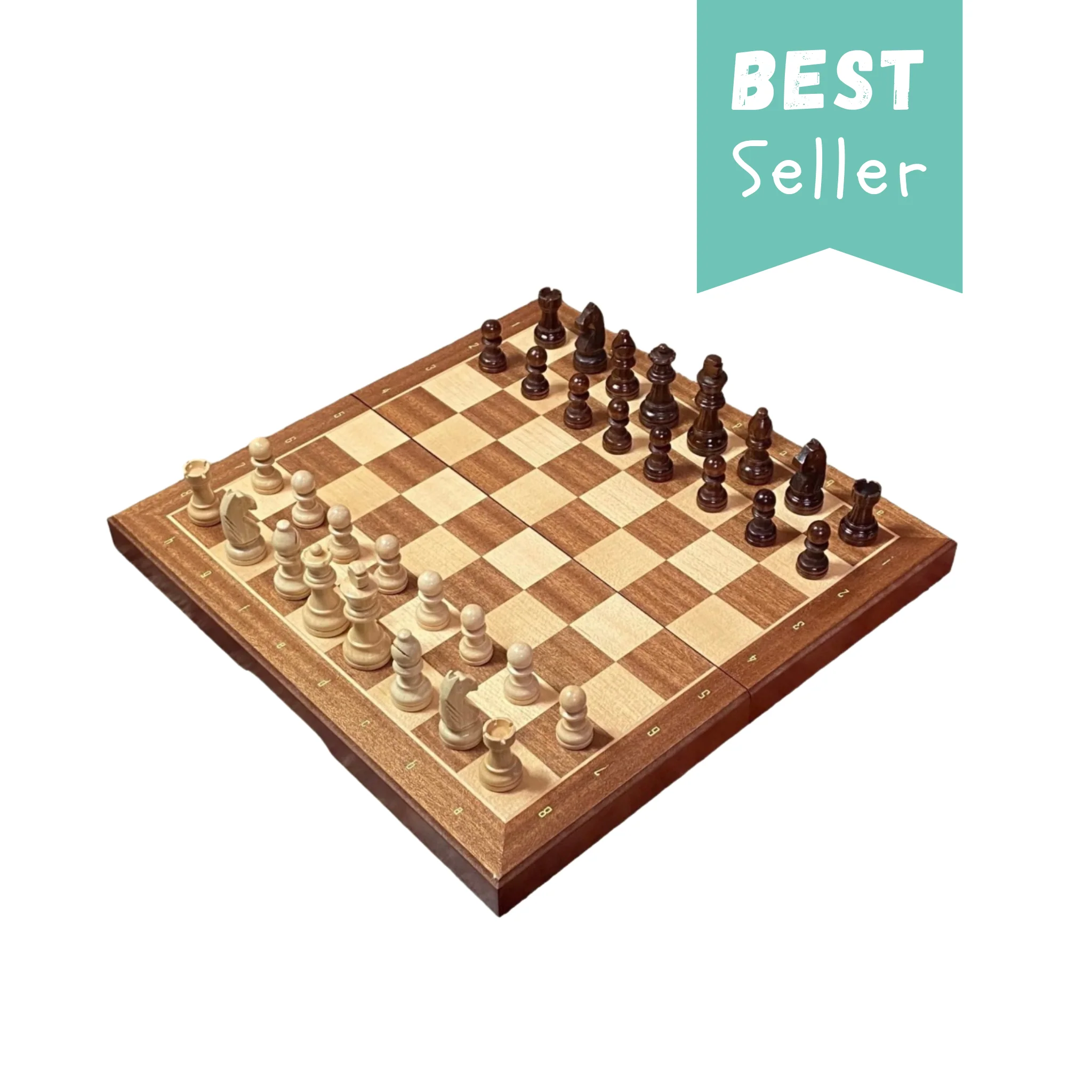 13 Inch Economy Mahogany and Maple Magnetic Chess Set - Image 5