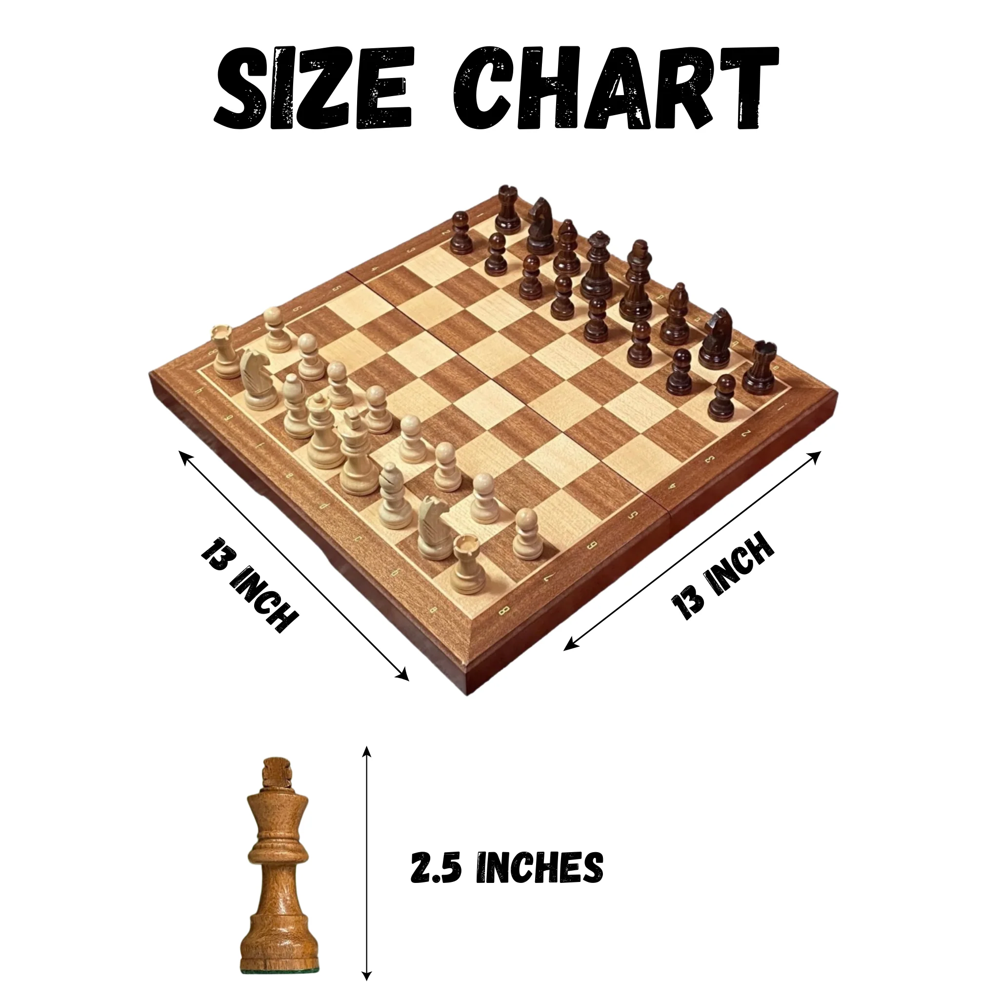 13 Inch Economy Mahogany and Maple Magnetic Chess Set - Image 7