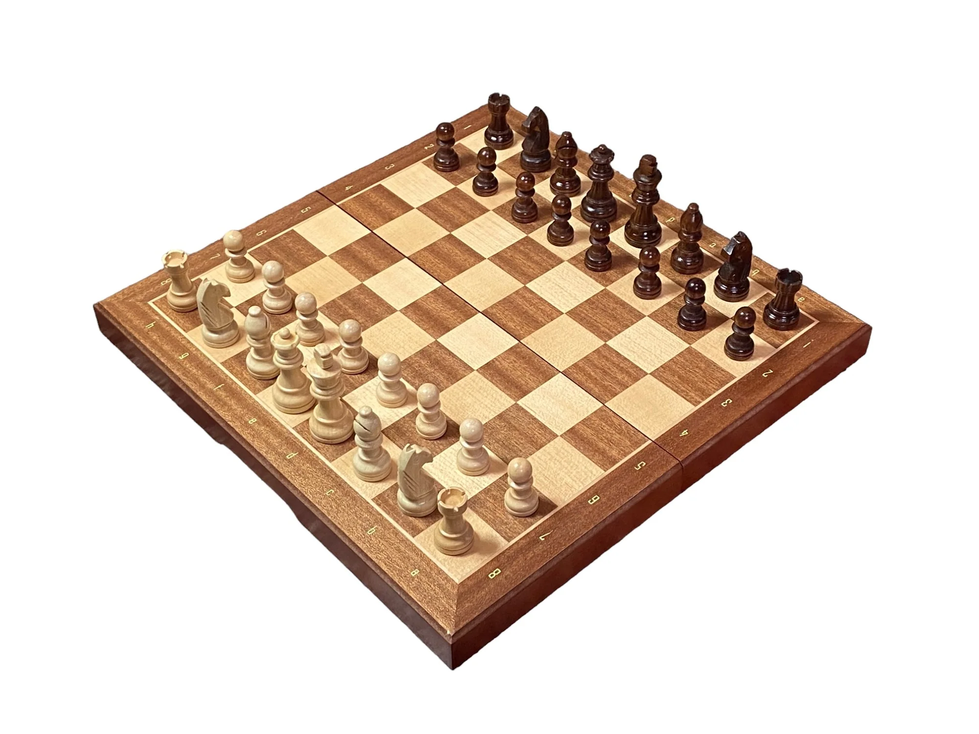 13 Inch Economy Mahogany and Maple Magnetic Chess Set - Image 9