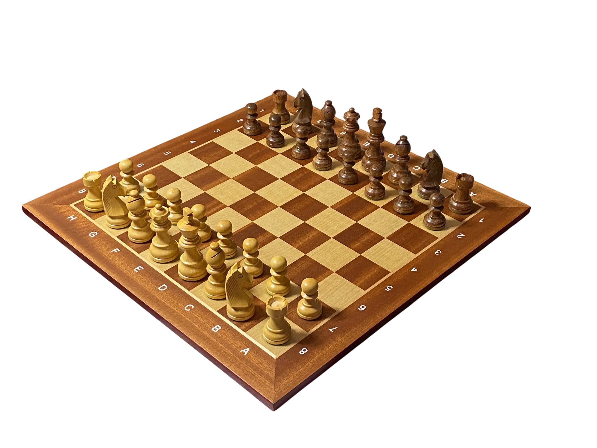 15.75" Acacia Classic Agebraic Mahogany Chess Set & Slide Lid Box - Image 4