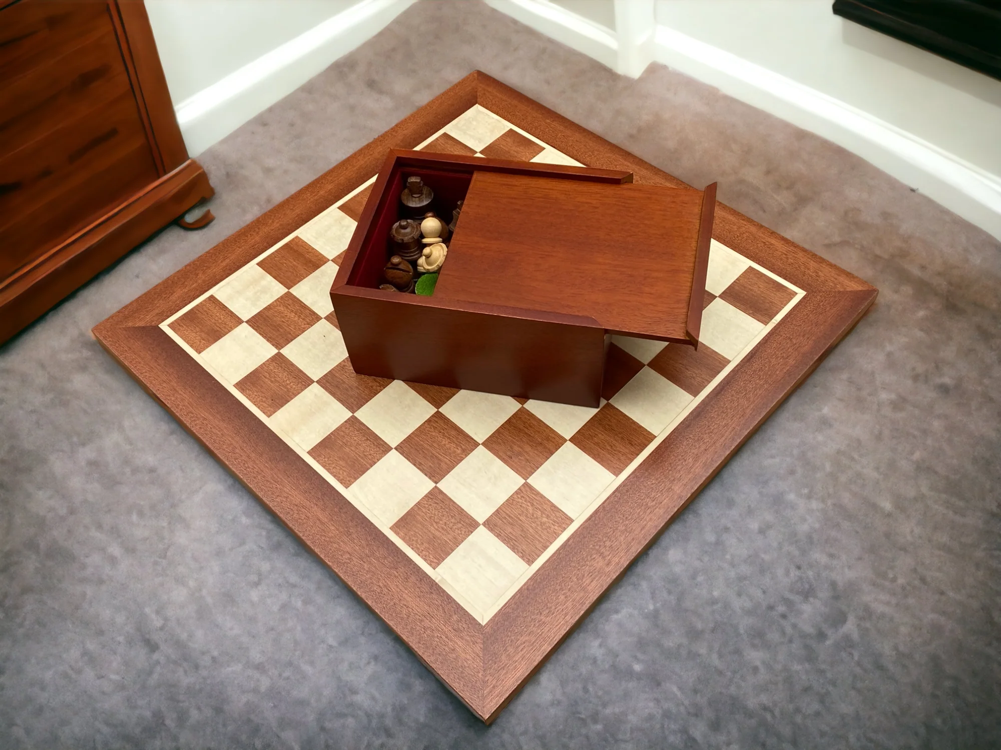 3" Acacia Classic Pieces 15.75" Mahogany Board & Slide Lid Box - Image 10
