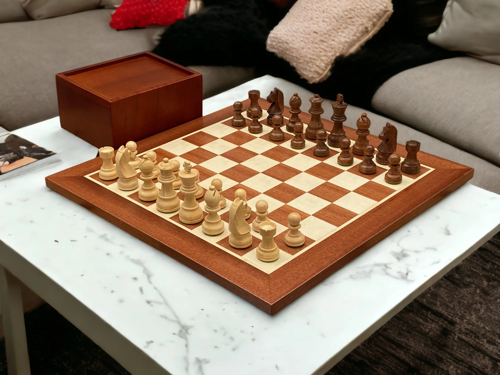 3" Acacia Classic Pieces 15.75" Mahogany Board & Slide Lid Box - Image 13