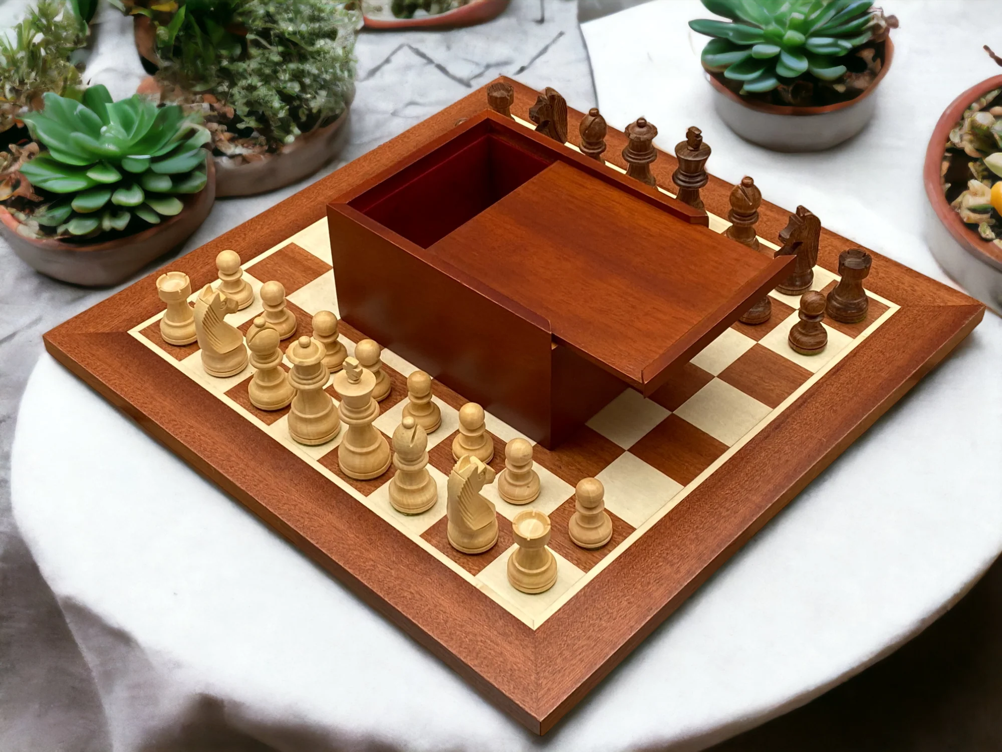 3" Acacia Classic Pieces 15.75" Mahogany Board & Slide Lid Box - Image 6
