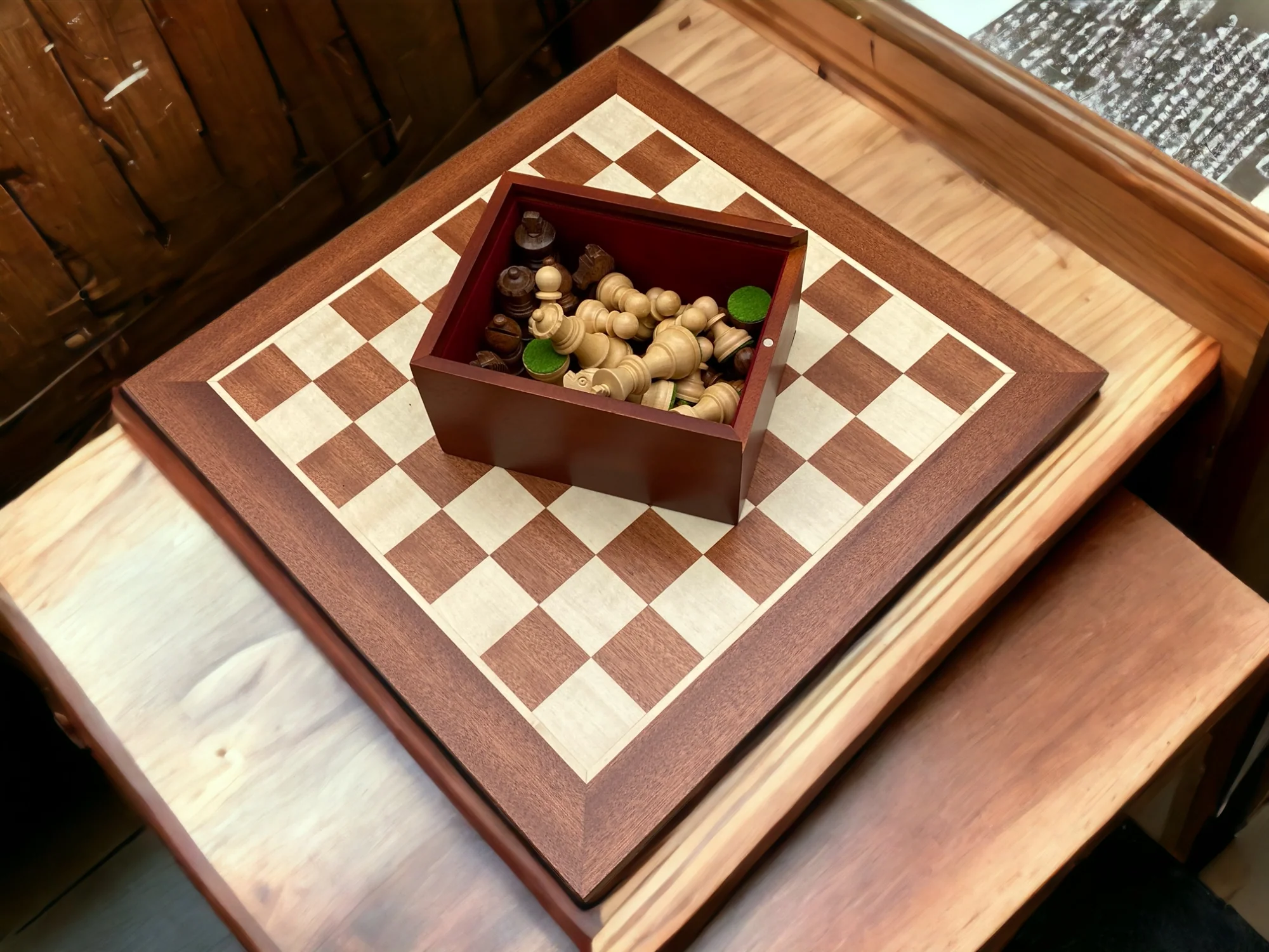 3" Acacia Classic Pieces 15.75" Mahogany Board & Slide Lid Box - Image 7