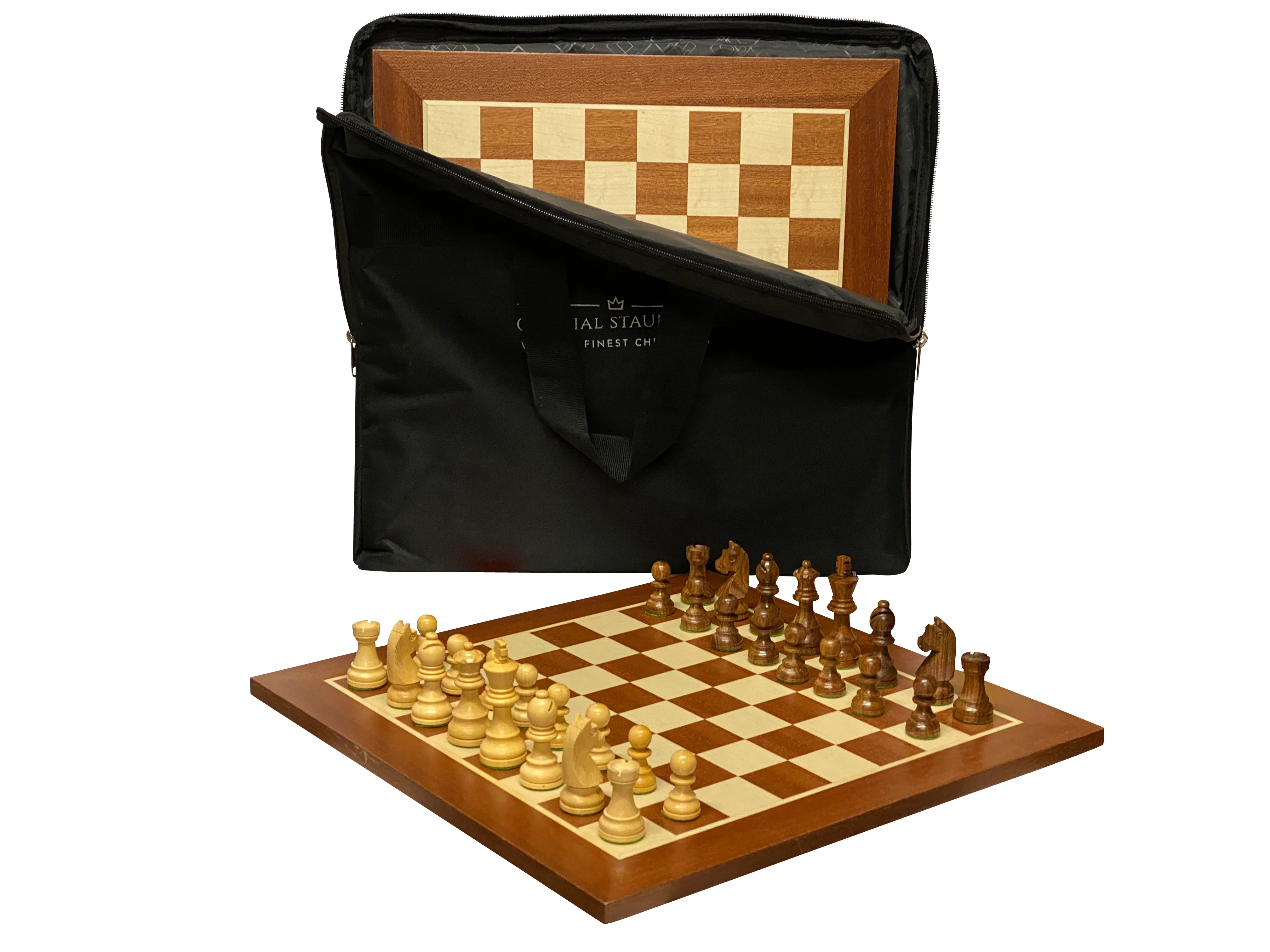 15.75" Carryall Acacia Classic Mahogany Chess Set - Image 2