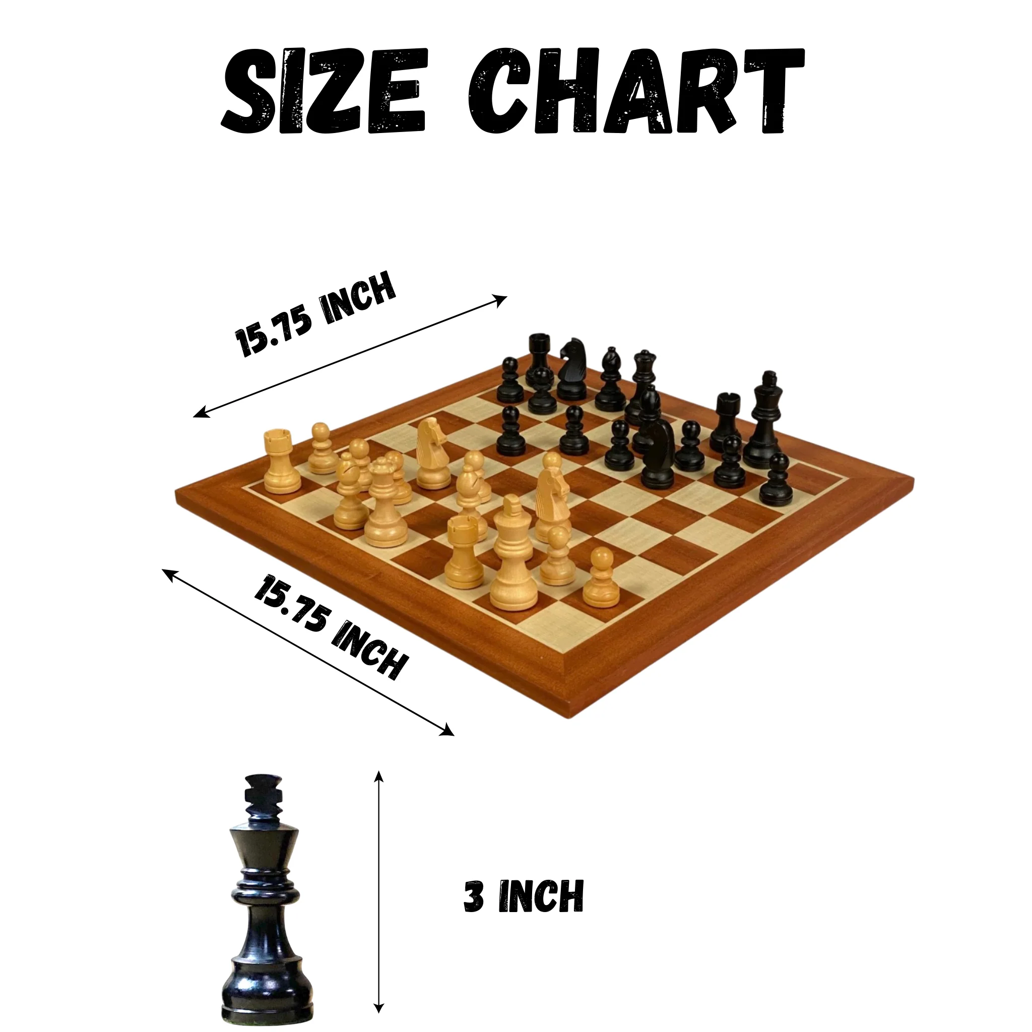 15.75" Grandmaster Black Mahogany Chess Set - Image 5