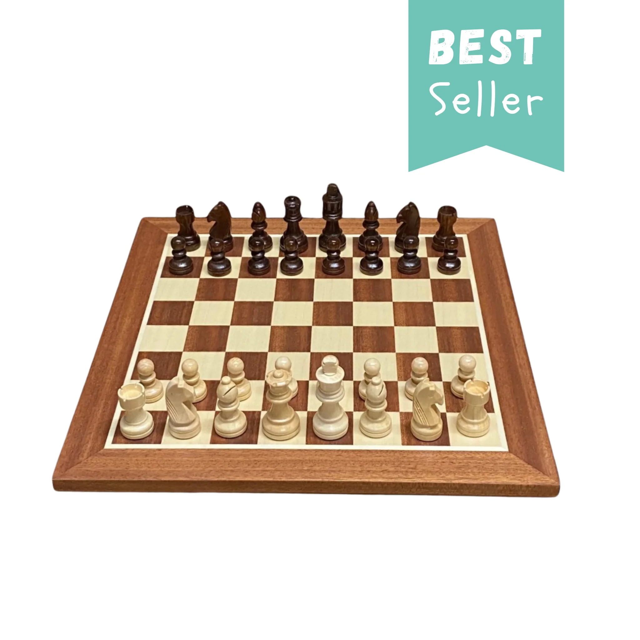 15.75" Grandmaster Mahogany Chess Set & Drawstring Bag - Image 4