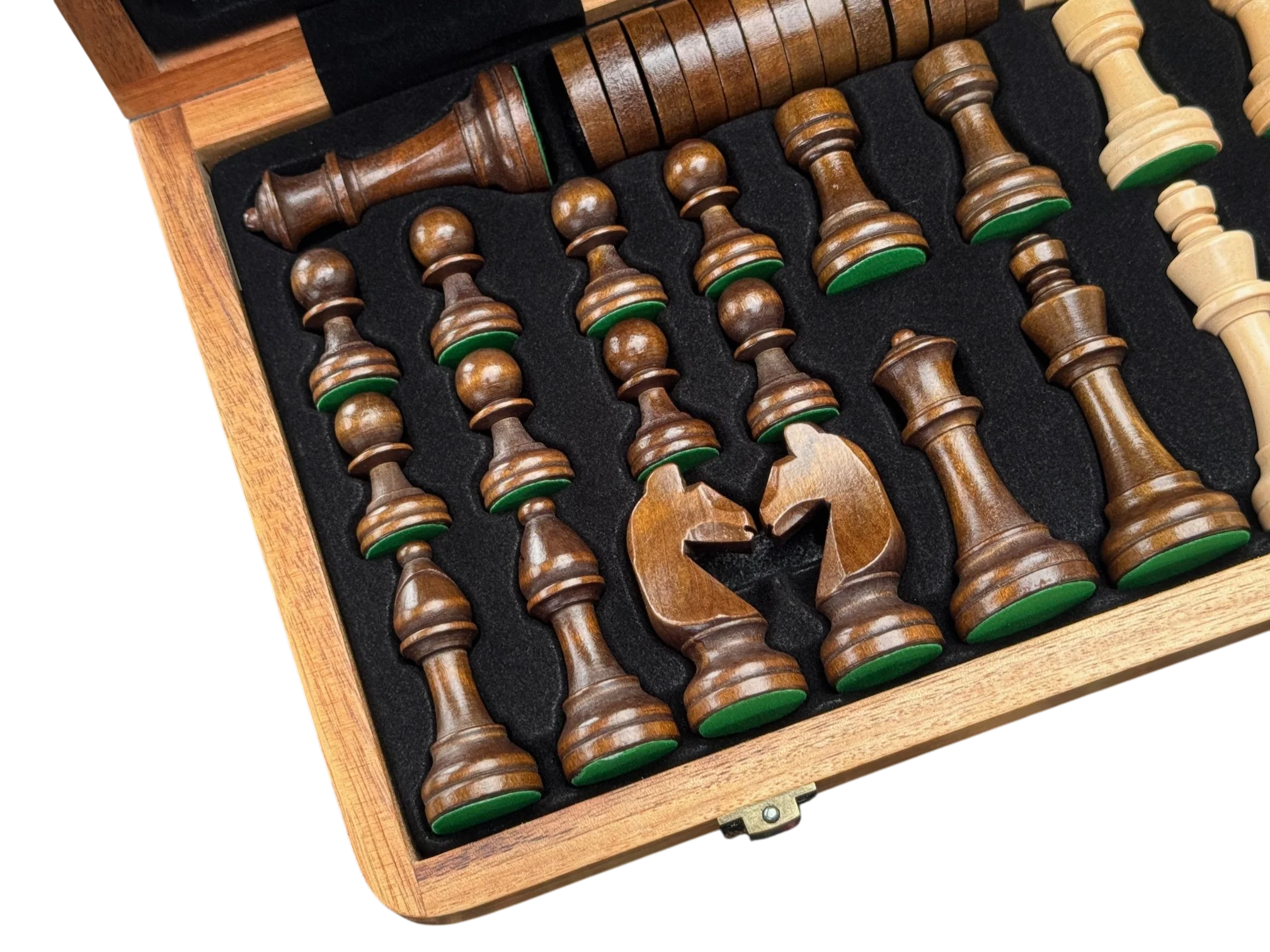 15" Premium Solid Wood Folding Magnetic Chess & Draughts Set - Image 11