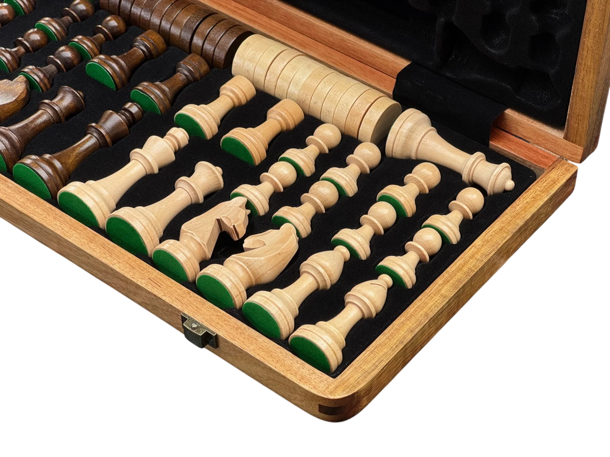 15" Premium Solid Wood Folding Magnetic Chess & Draughts Set - Image 13