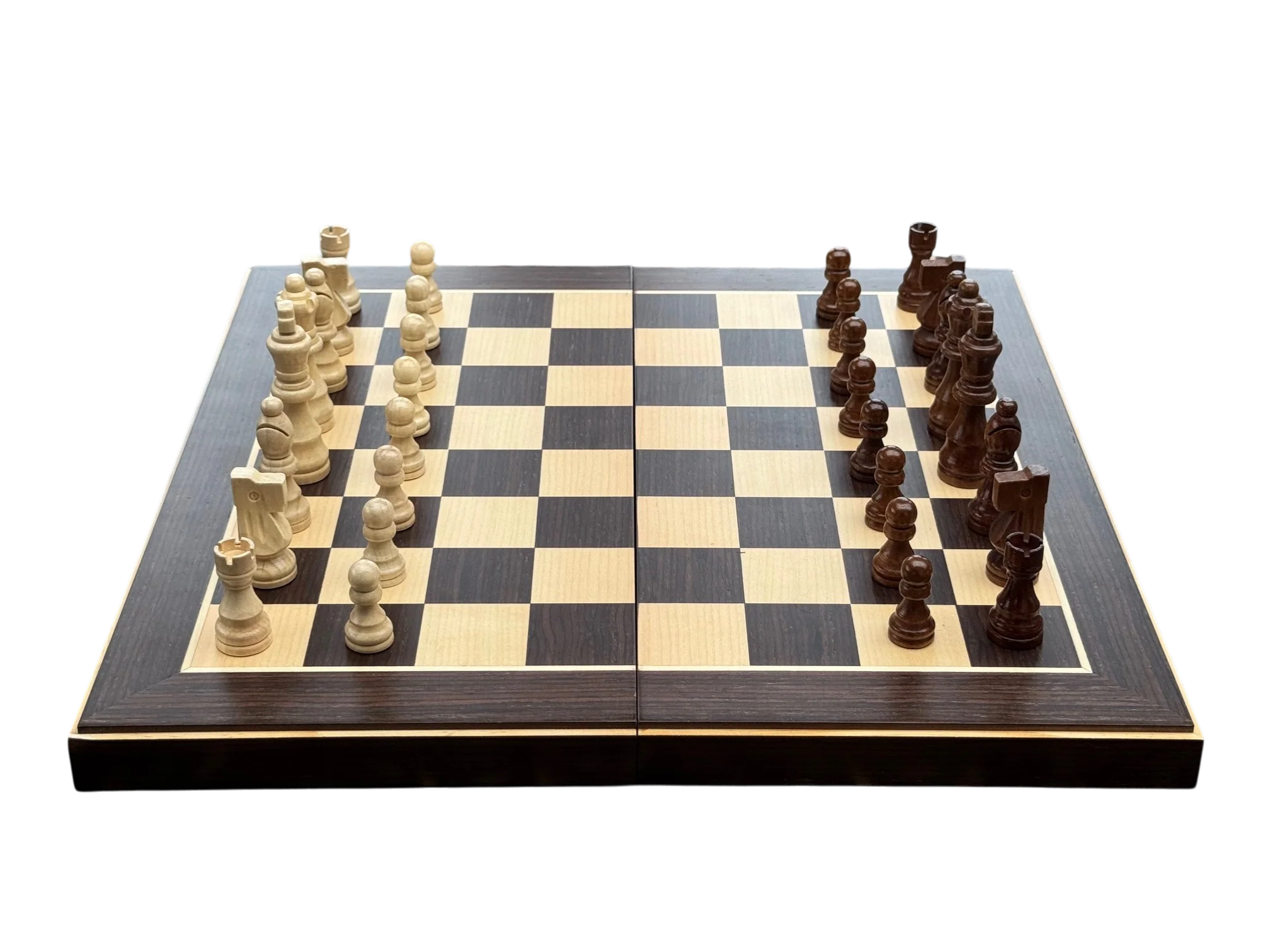 15" Wenge Ebony Maple Magnetic Folding Chess Set - Image 8