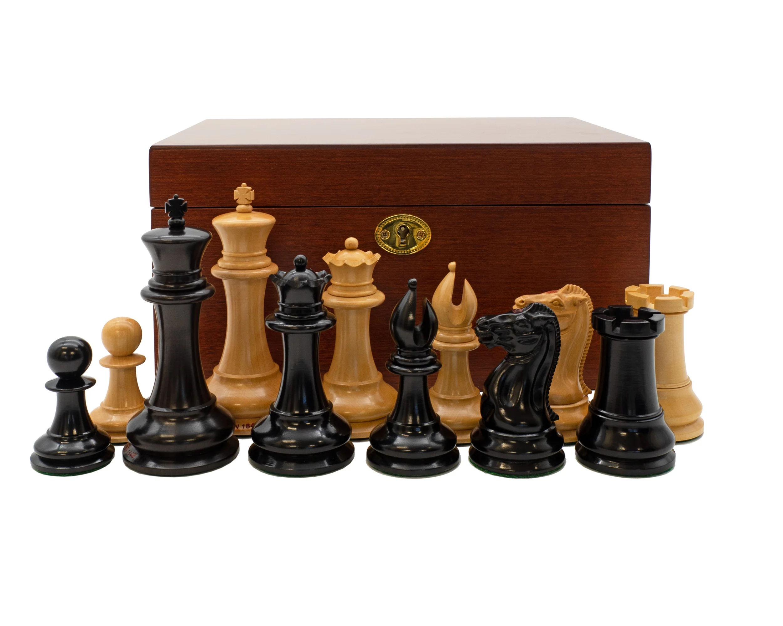 1849 Original Staunton Design Reproduction Chess Pieces & Mahogany Box - Image 15