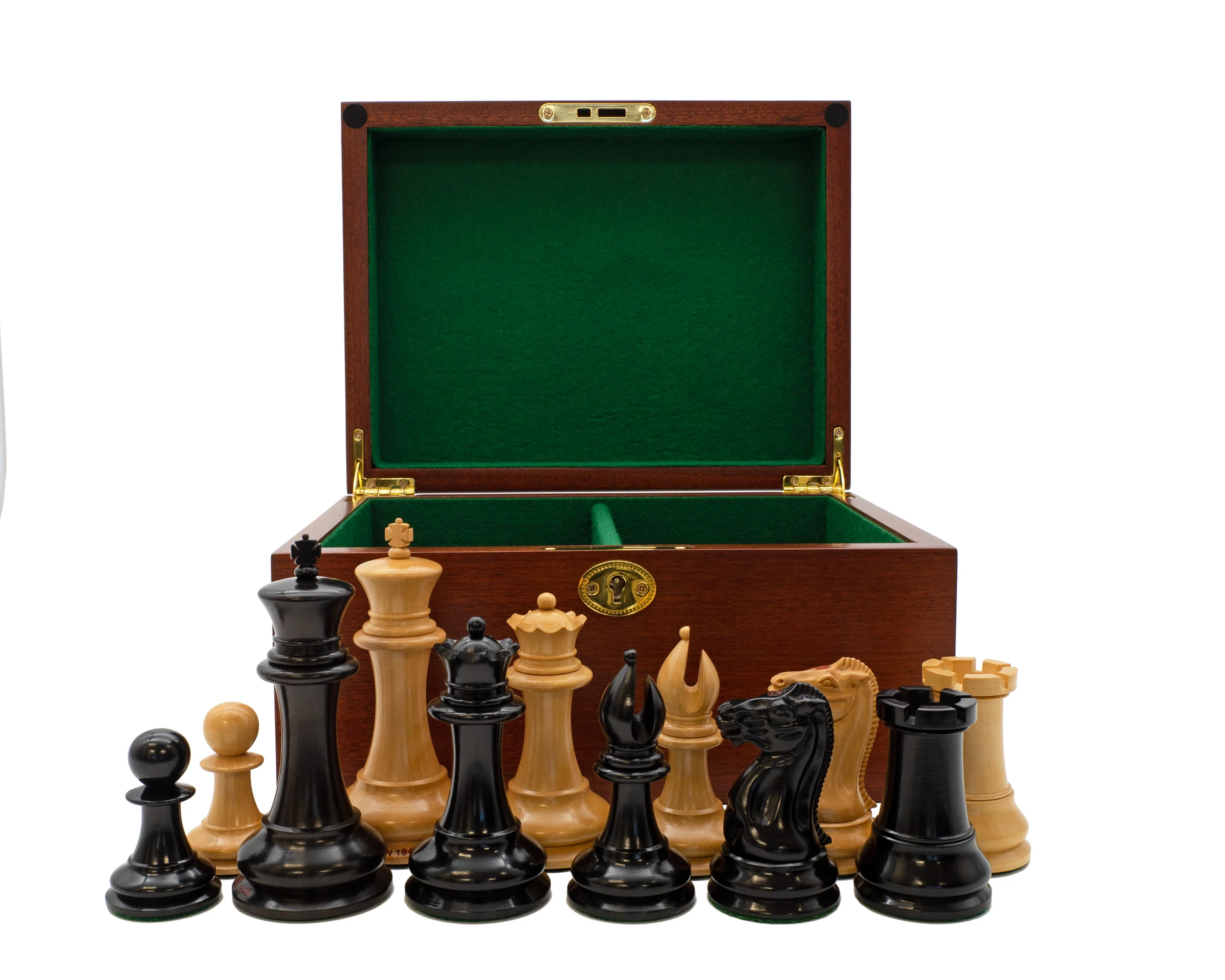 1849 Original Staunton Design Reproduction Chess Pieces & Mahogany Box - Image 7