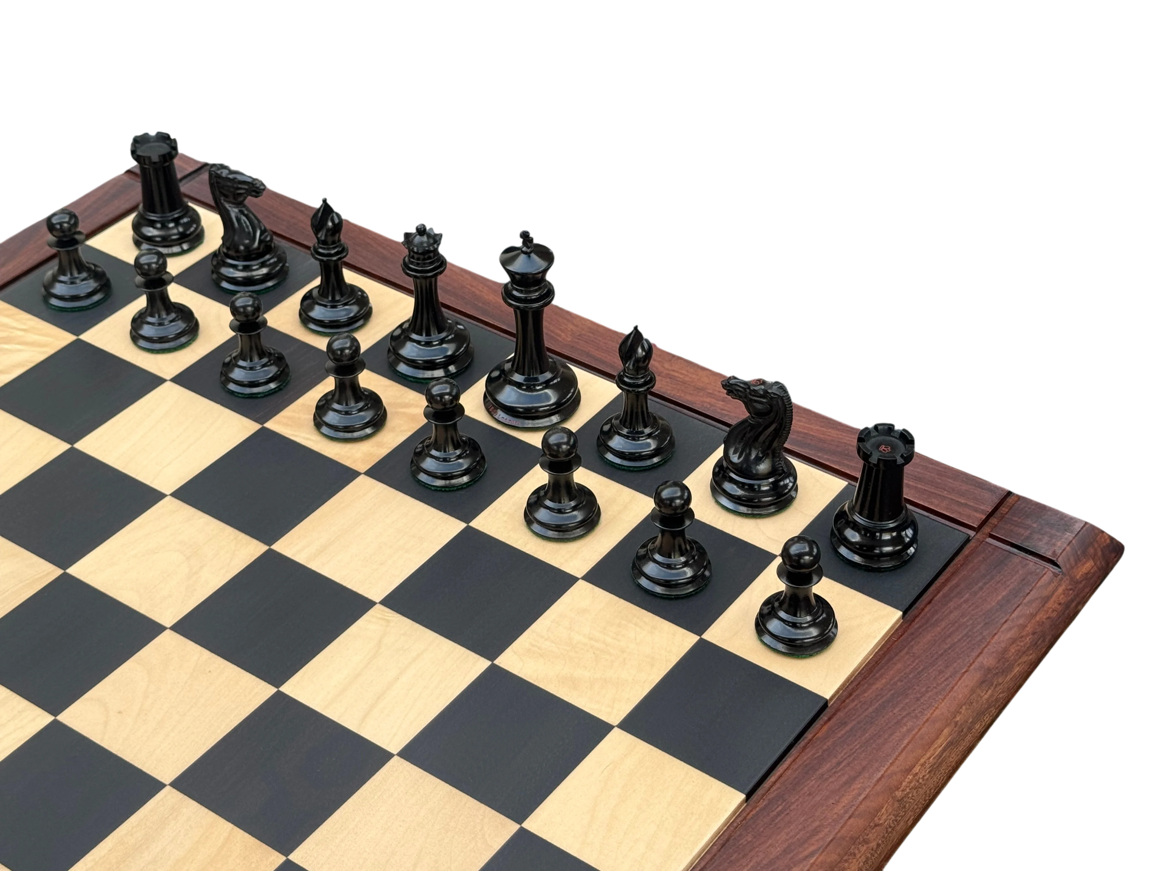 1850 Antique Ebony 3.5 Inch Chessmen - 21" Rosewood Ebony Chessboard -Mahogany Box - Image 10