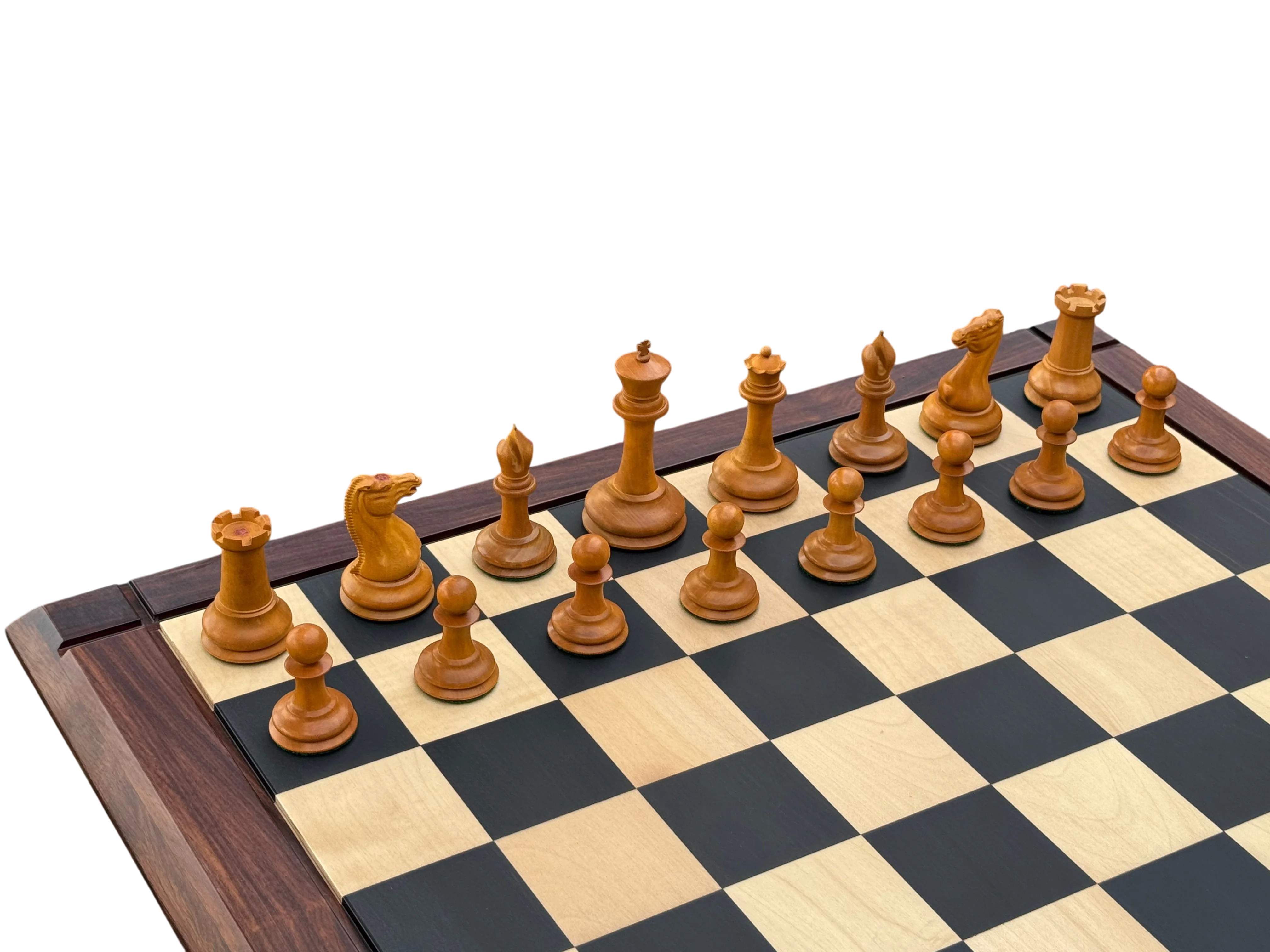 1850 Antique Ebony 3.5 Inch Chessmen - 21" Rosewood Ebony Chessboard -Mahogany Box - Image 12