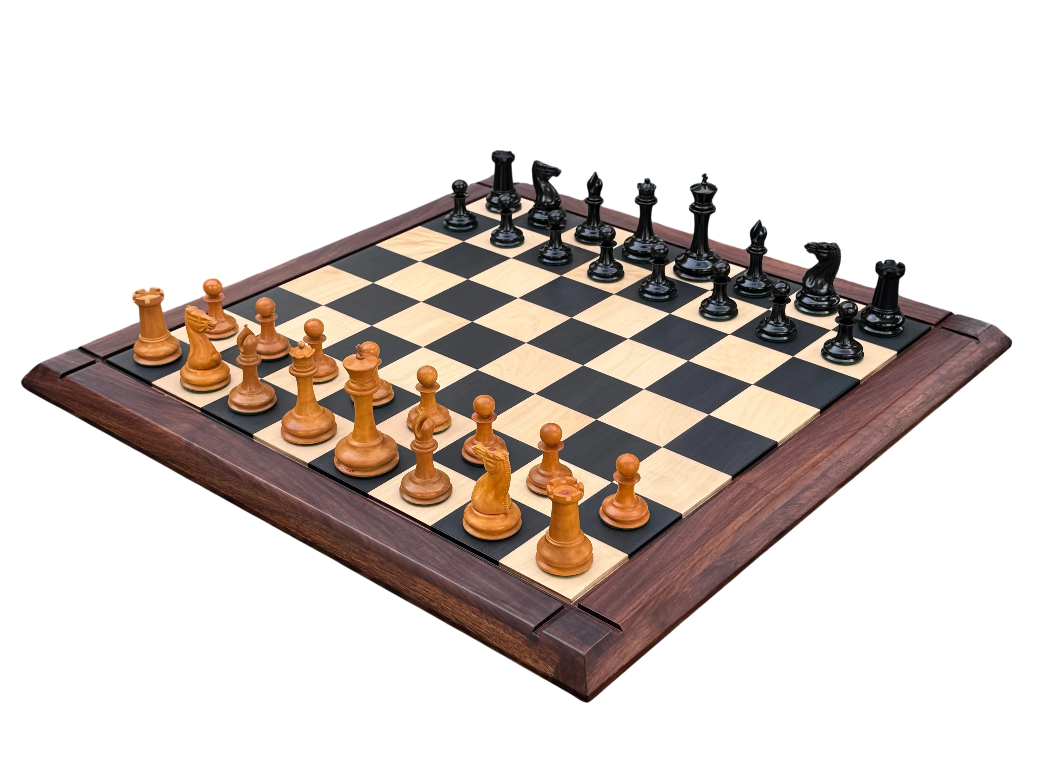 1850 Antique Ebony 3.5 Inch Chessmen - 21" Rosewood Ebony Chessboard -Mahogany Box - Image 14