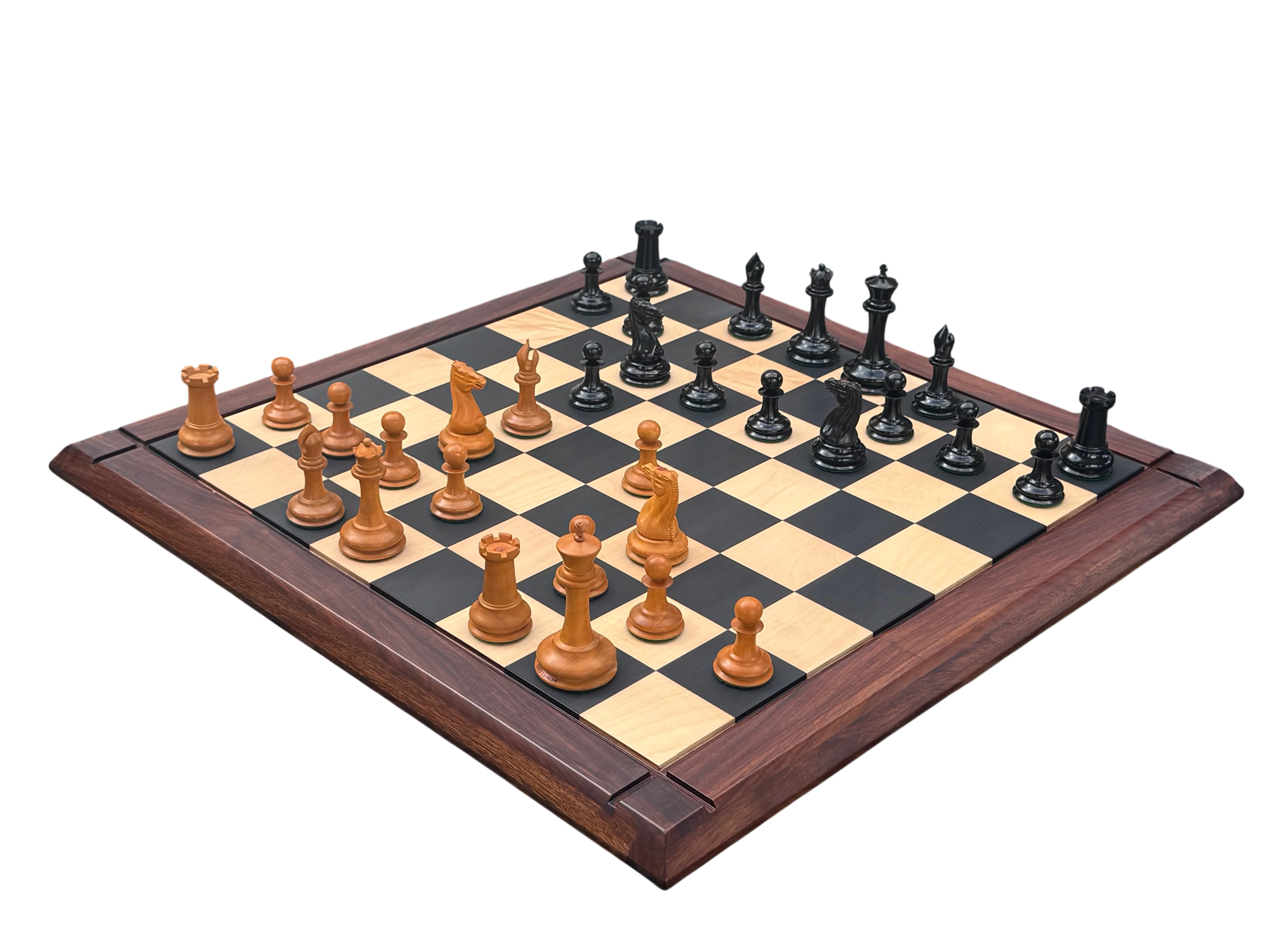 1850 Antique Ebony 3.5 Inch Chessmen - 21" Rosewood Ebony Chessboard -Mahogany Box - Image 16