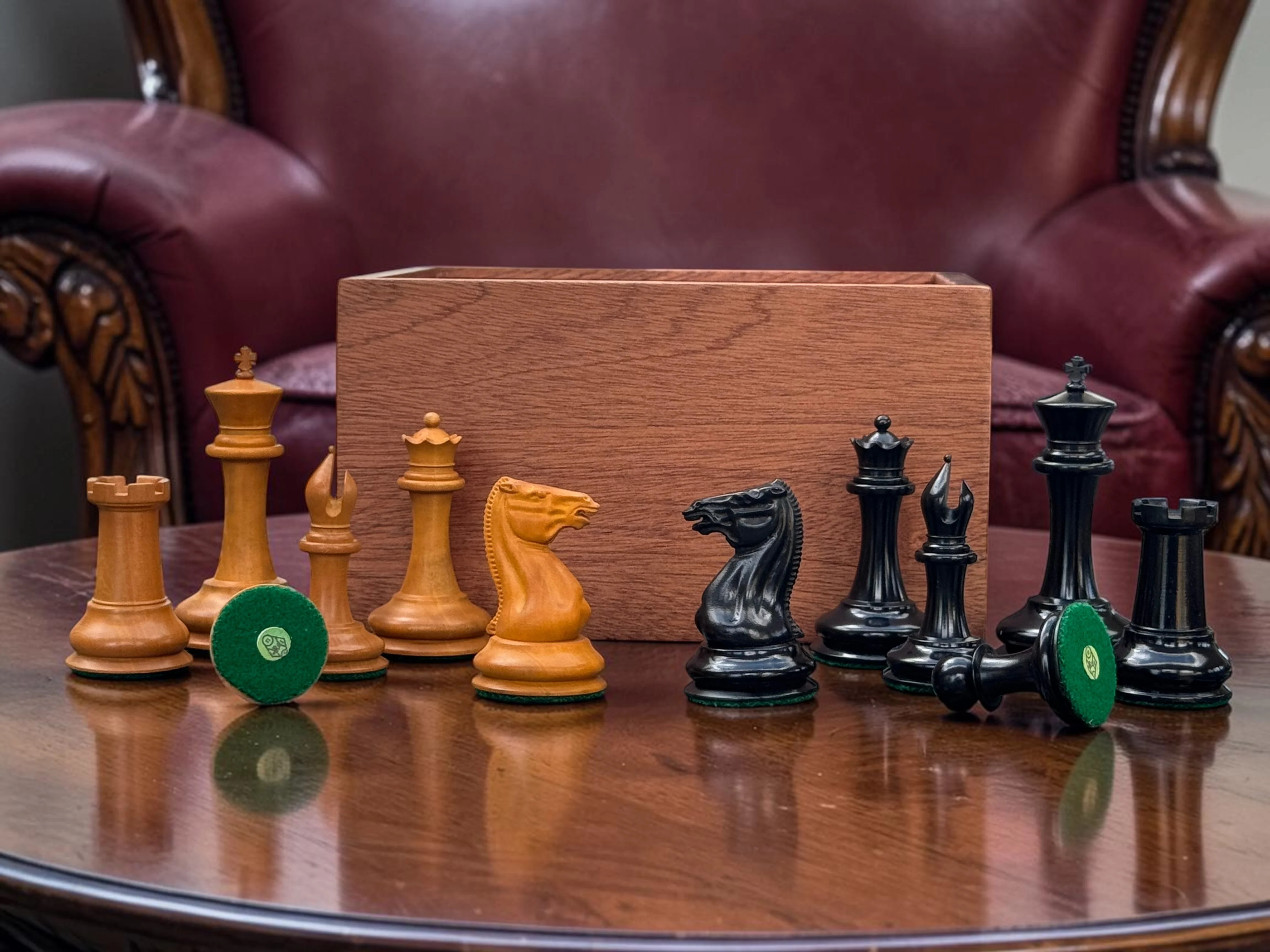 1850 Antique Ebony 3.5 Inch Chessmen - 21" Rosewood Ebony Chessboard -Mahogany Box - Image 4