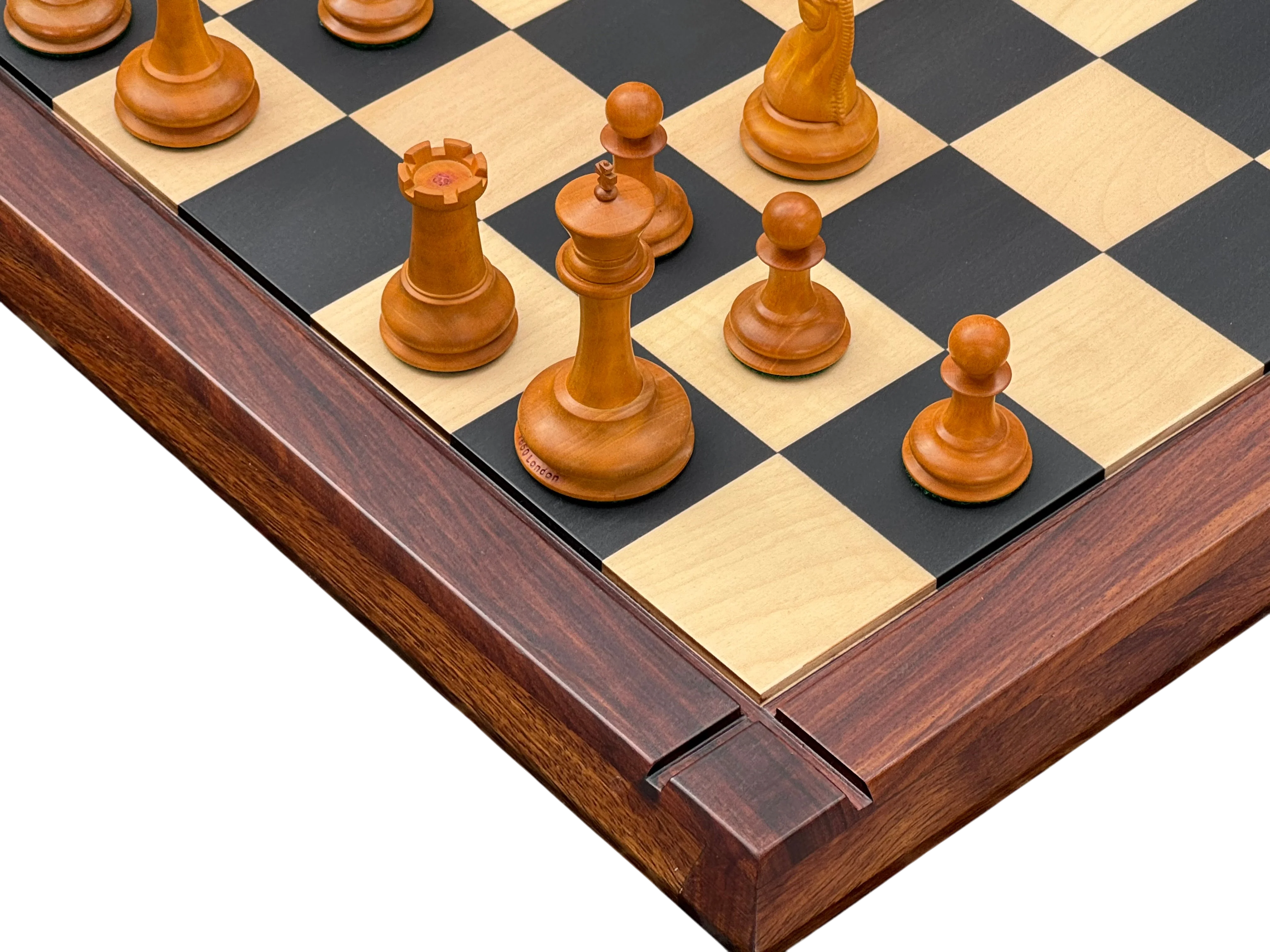1850 Antique Ebony 3.5 Inch Chessmen - 21" Rosewood Ebony Chessboard -Mahogany Box - Image 6