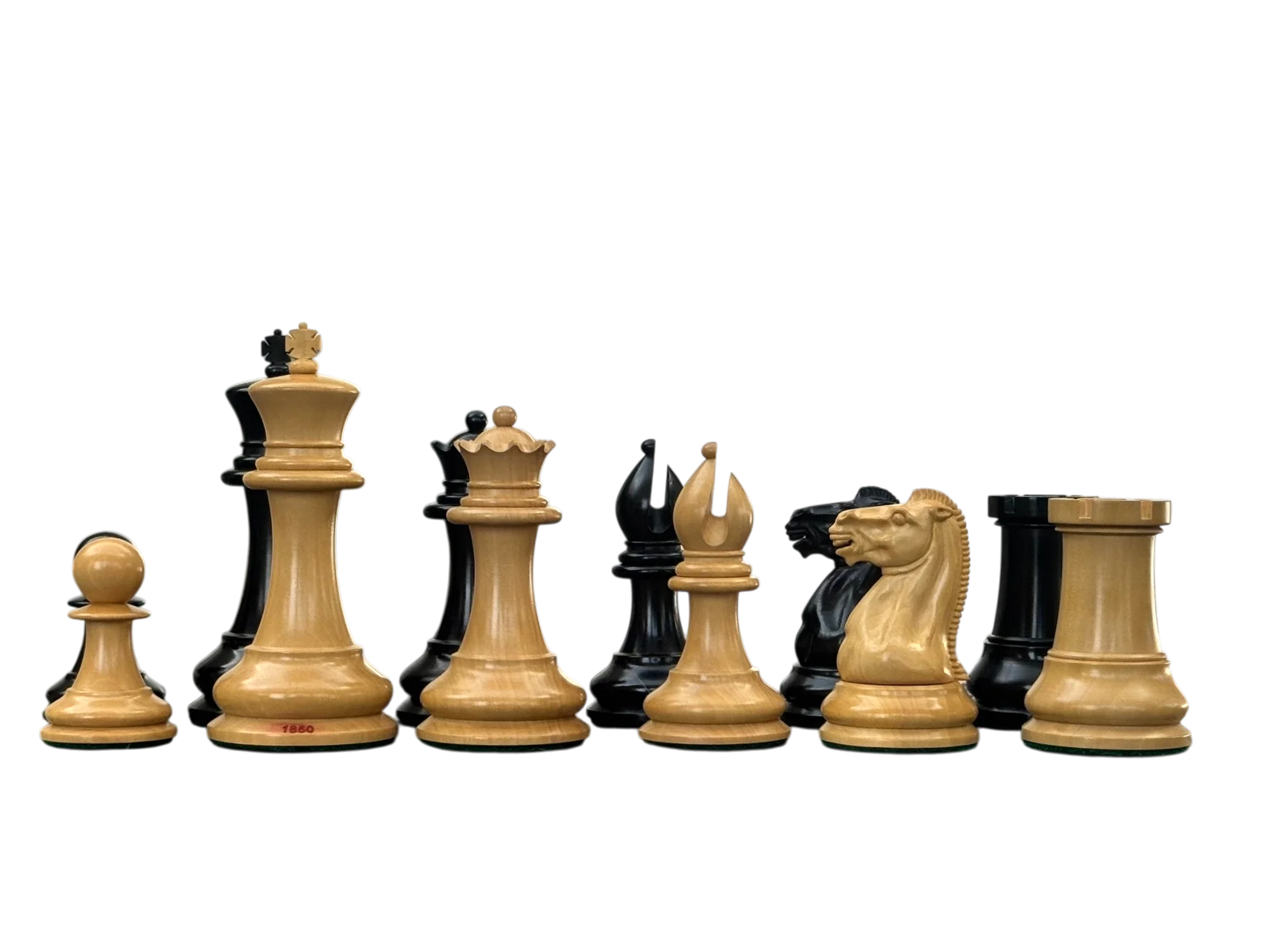 4.4" 1850 Boxwood and Ebony Chessmen – Deluxe Mahogany Box - Image 6