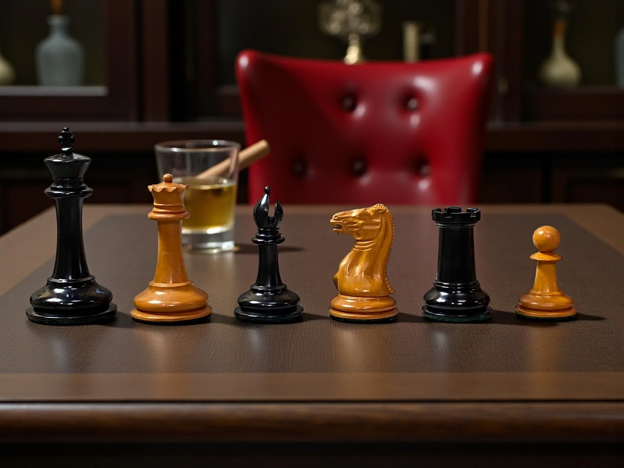 3.5" 1849 Antique Cooke Chessmen with Mahogany Box - Image 7