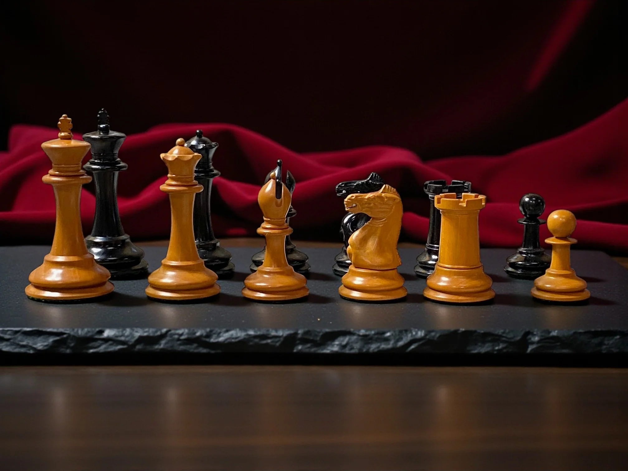 3.5" 1862 Antique Staunton Chessmen and Mahogany Deluxe Box - Image 6