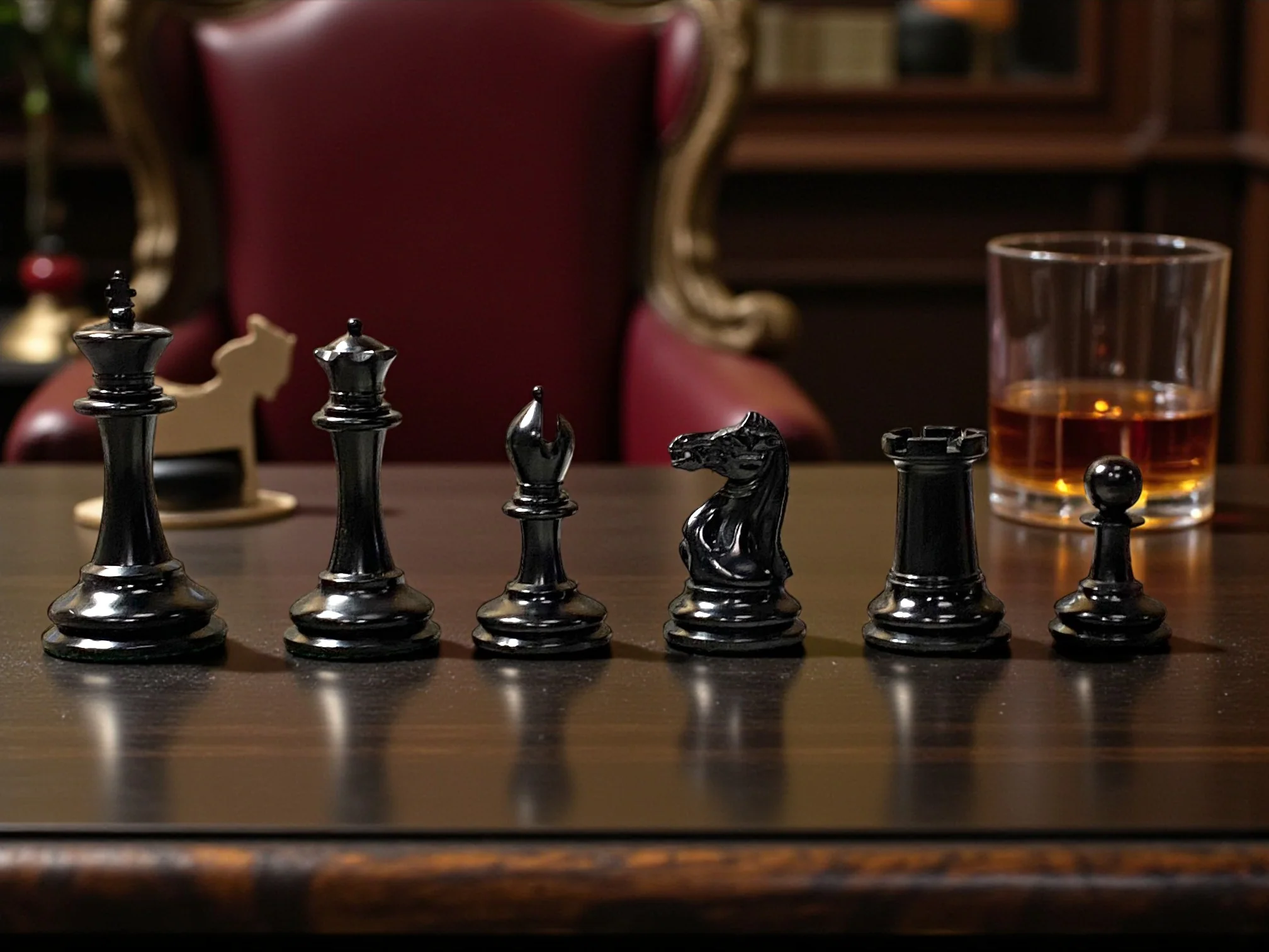 3.5" 1862 Antique Staunton Chessmen and Mahogany Deluxe Box - Image 7