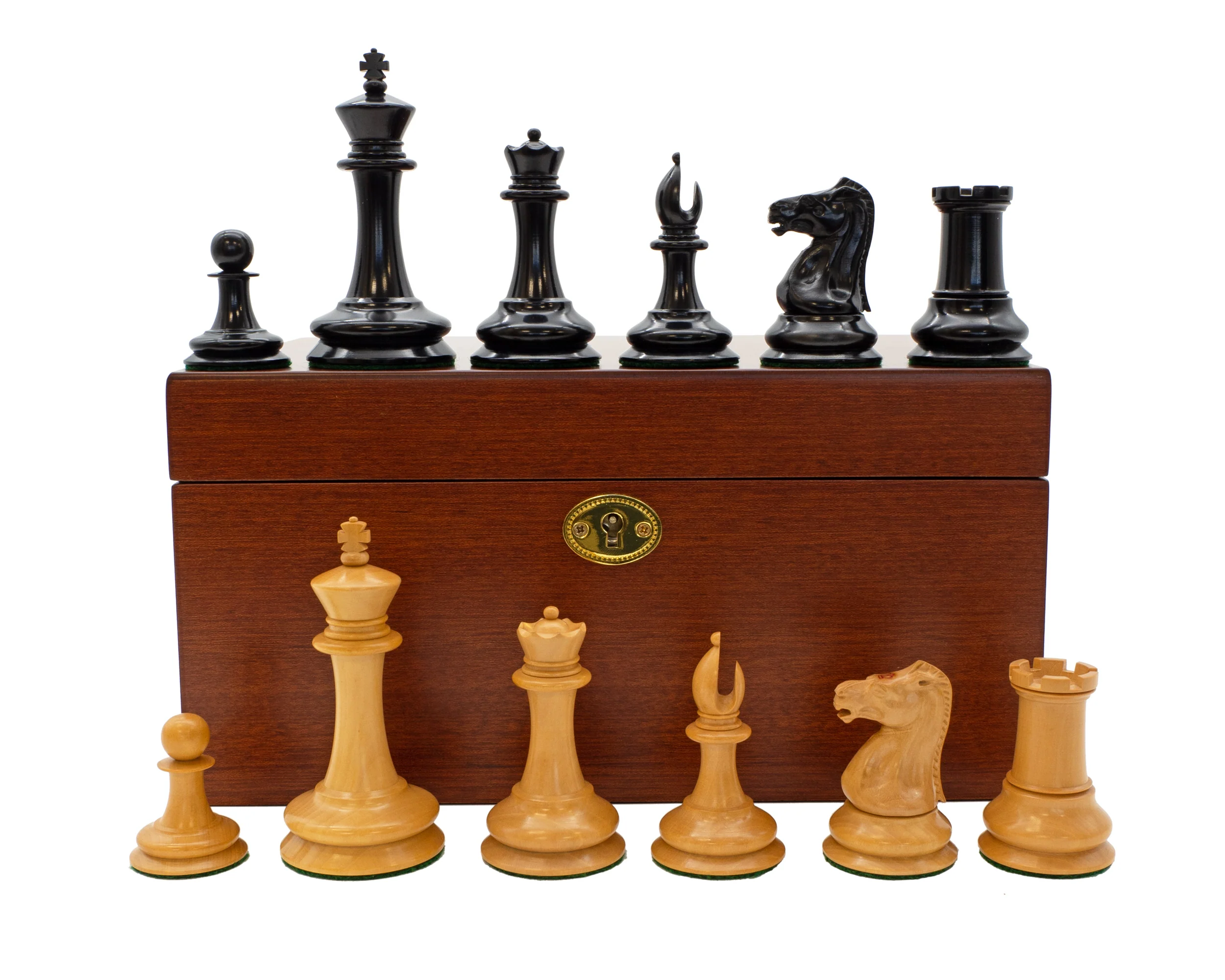3.5" Leuchars 2 - Chess Pieces & Mahogany Hinged Box - Image 2