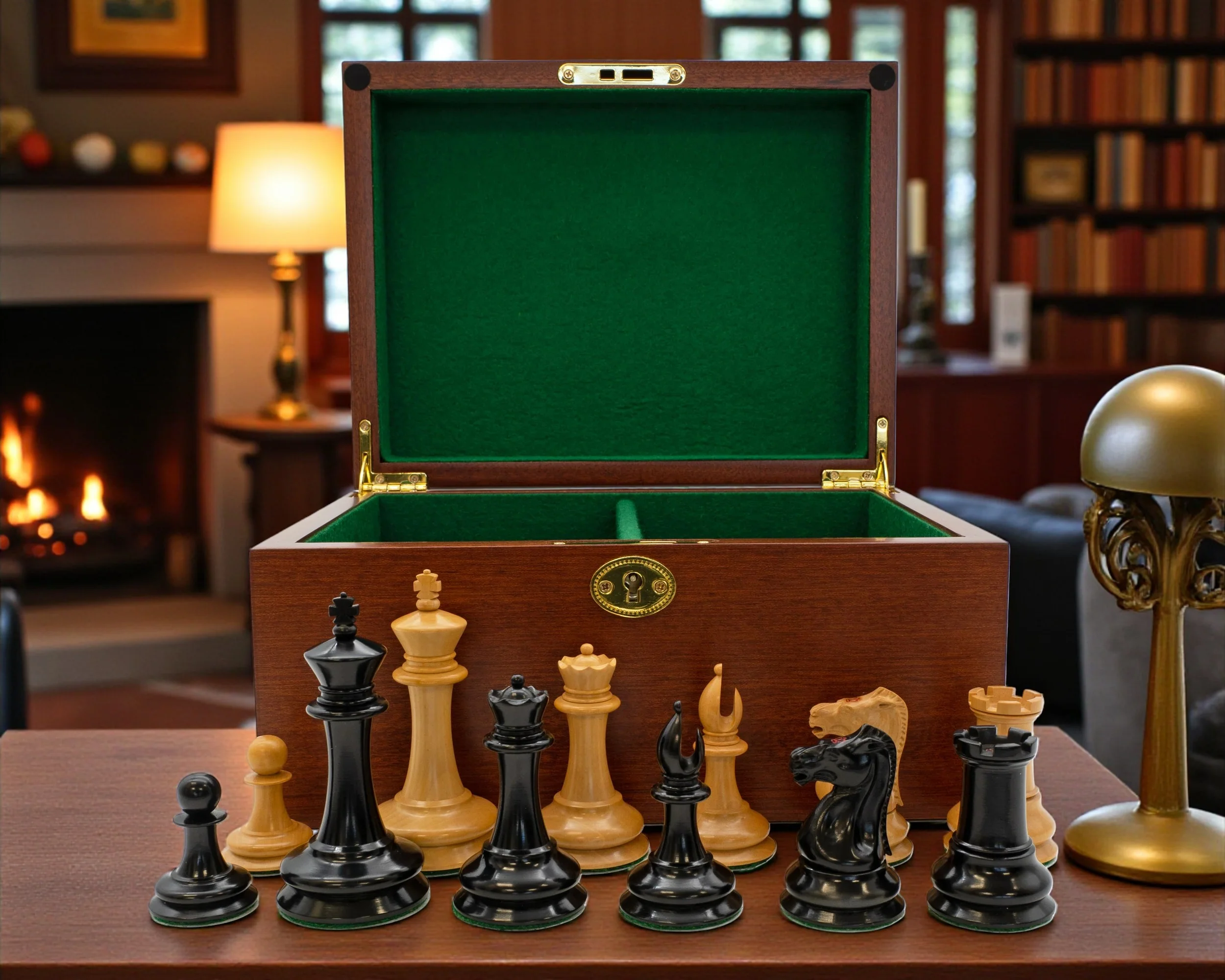 3.5" Leuchars 2 - Chess Pieces & Mahogany Hinged Box - Image 3