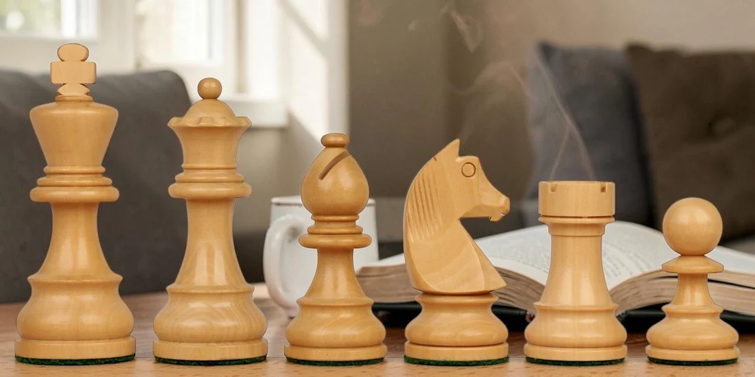 3.75" Classic Black Boxwood Chess Pieces - Image 3