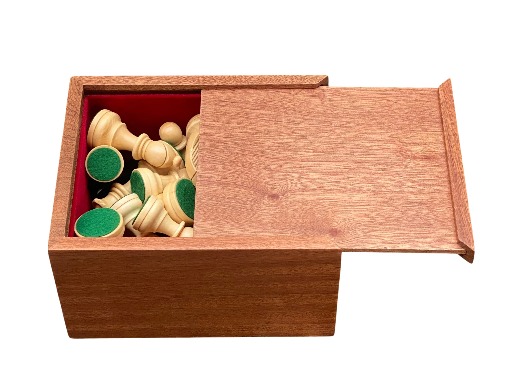 3.75" Club Classic Black and Natural Chessmen and Solid Mahogany Slide Lid Box - Image 8