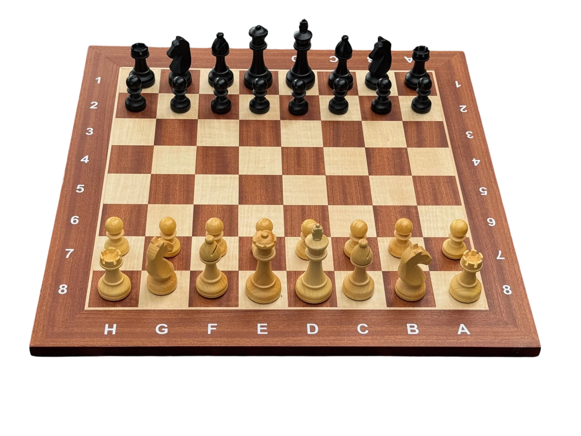 3.75" World Chess Style Algebraic Mahogany Chess Set and Box - Image 2
