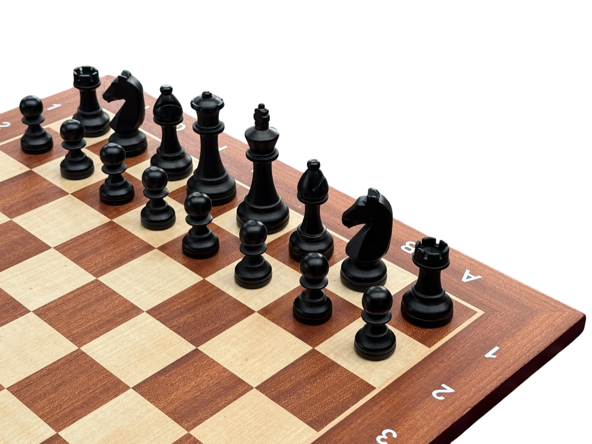 3.75" World Chess Style Algebraic Mahogany Chess Set and Box - Image 3