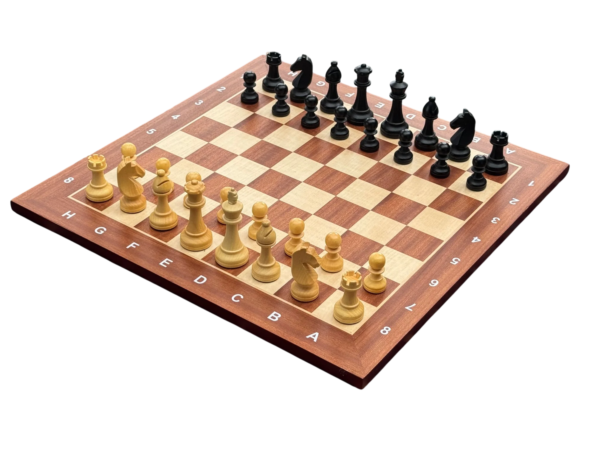 3.75" World Chess Style Algebraic Mahogany Chess Set and Box - Image 4