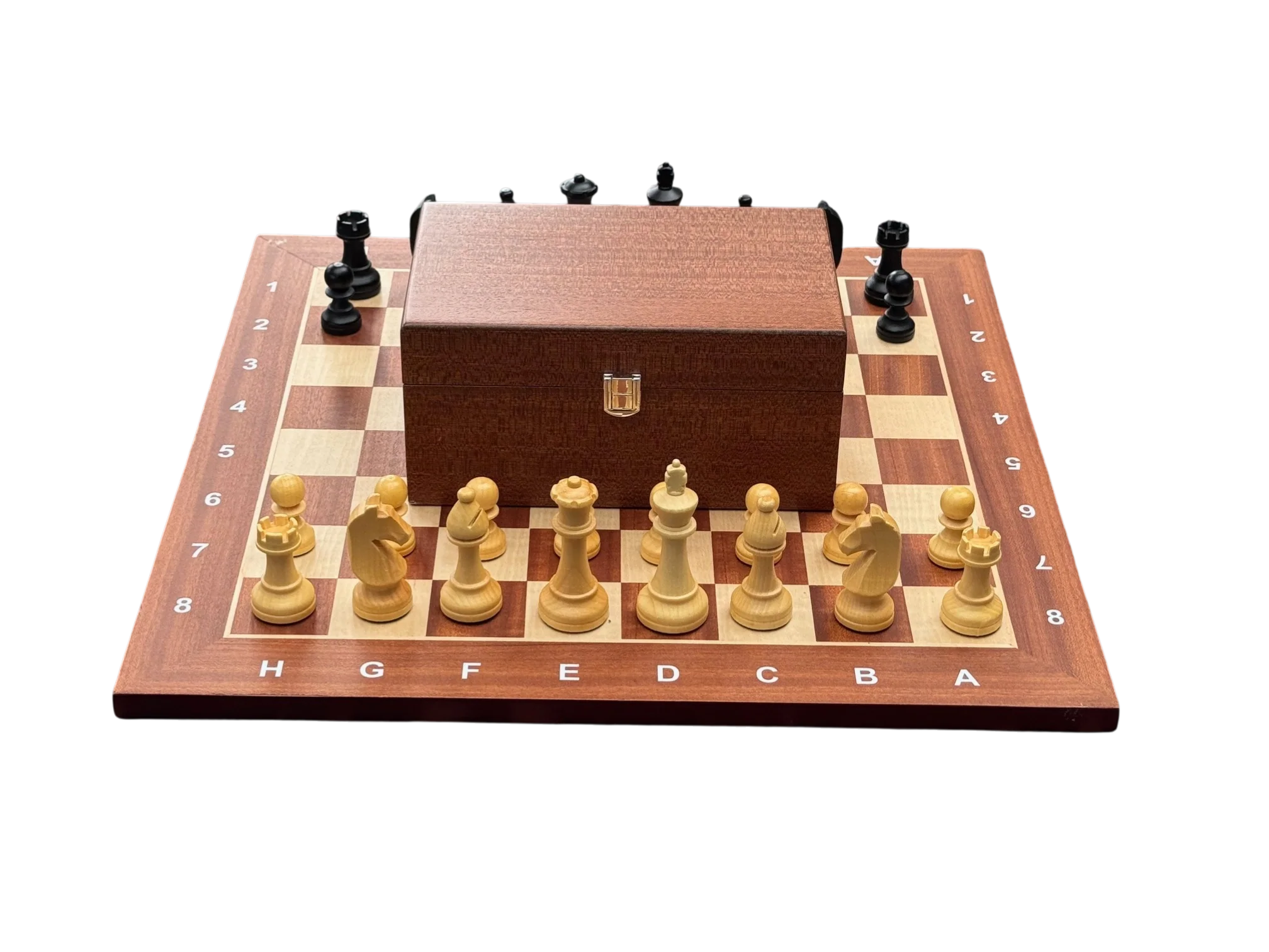3.75" World Chess Style Algebraic Mahogany Chess Set and Box - Image 9