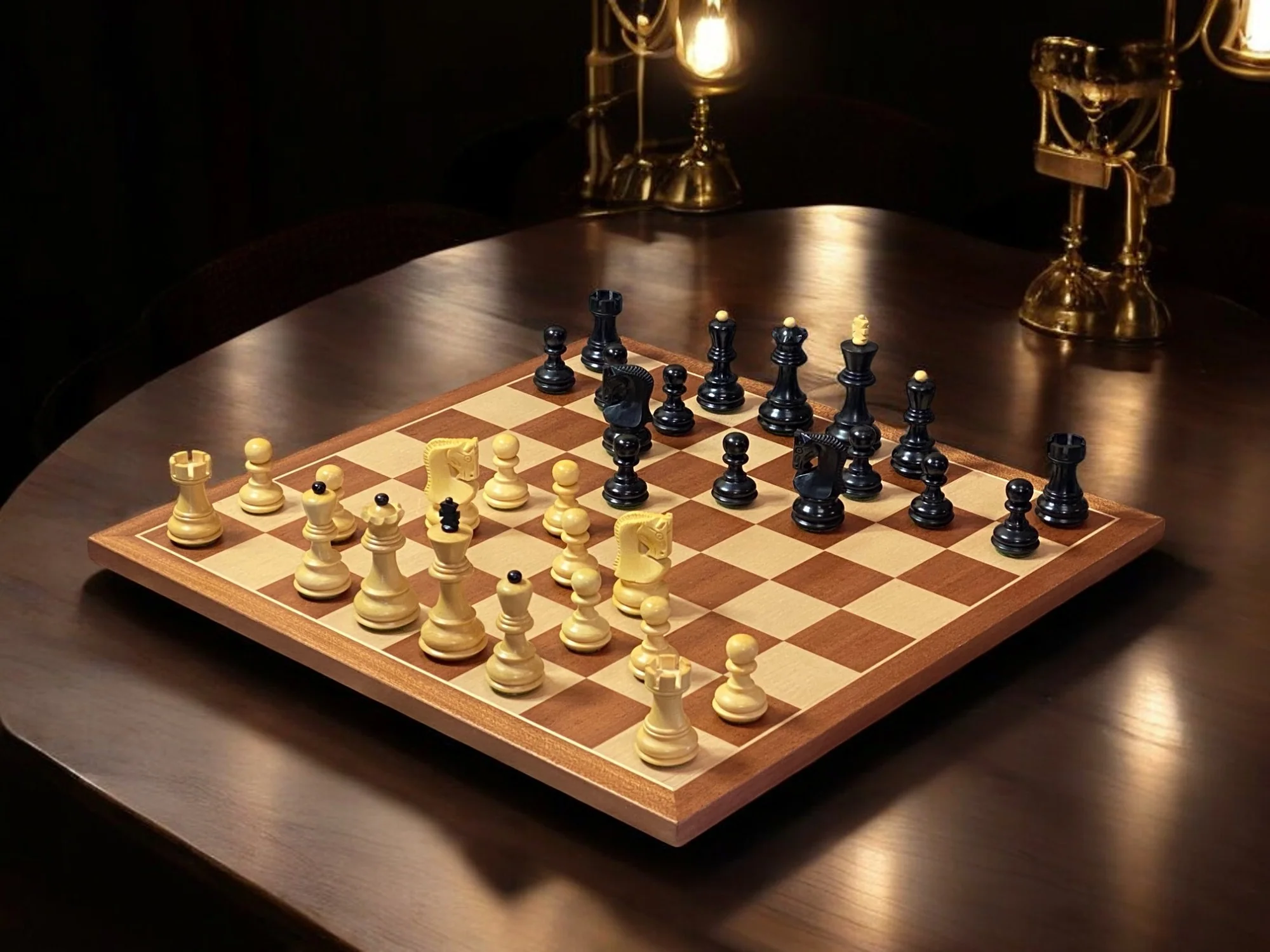 3" Zagreb Russian Ebonised Pieces 15.75" Mahogany Board & Vinyl Box - Image 3