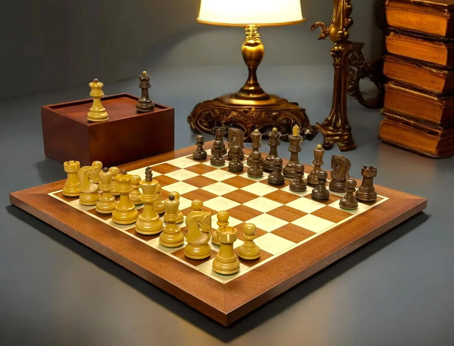 3"Zagreb Russian Acacia Chess Pieces 15.75" Mahogany Board and Box - Image 2