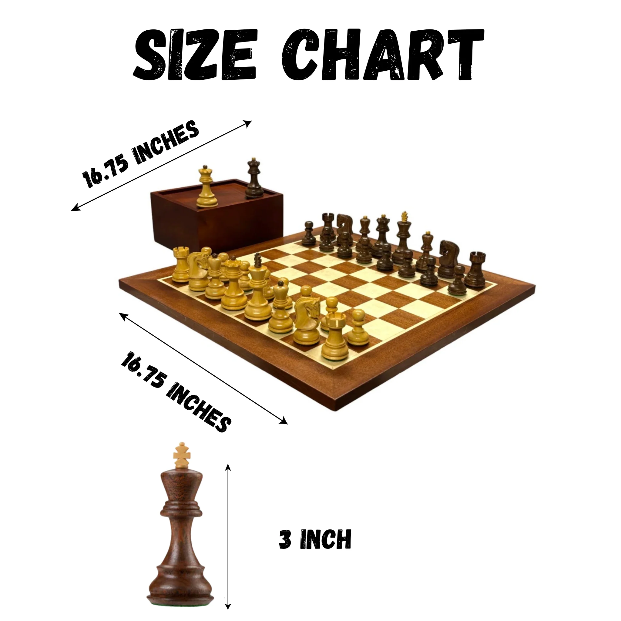 3"Zagreb Russian Acacia Chess Pieces 15.75" Mahogany Board and Box - Image 7