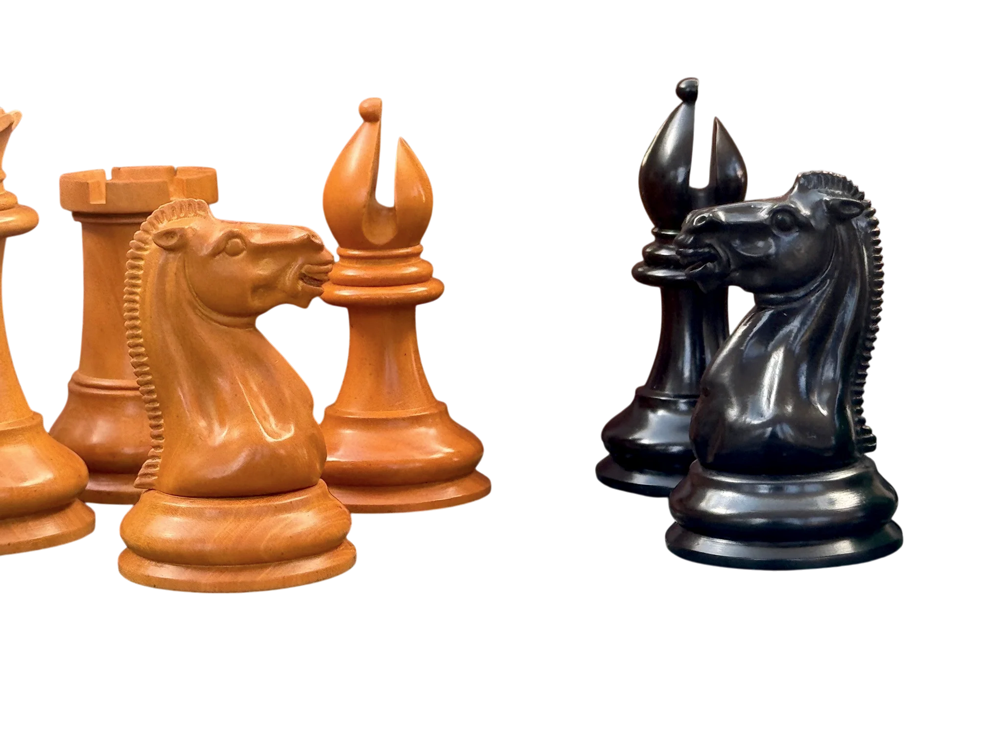 4.4" 1850 Antique Ebony Chessmen and Mahogany Deluxe Box - Image 11
