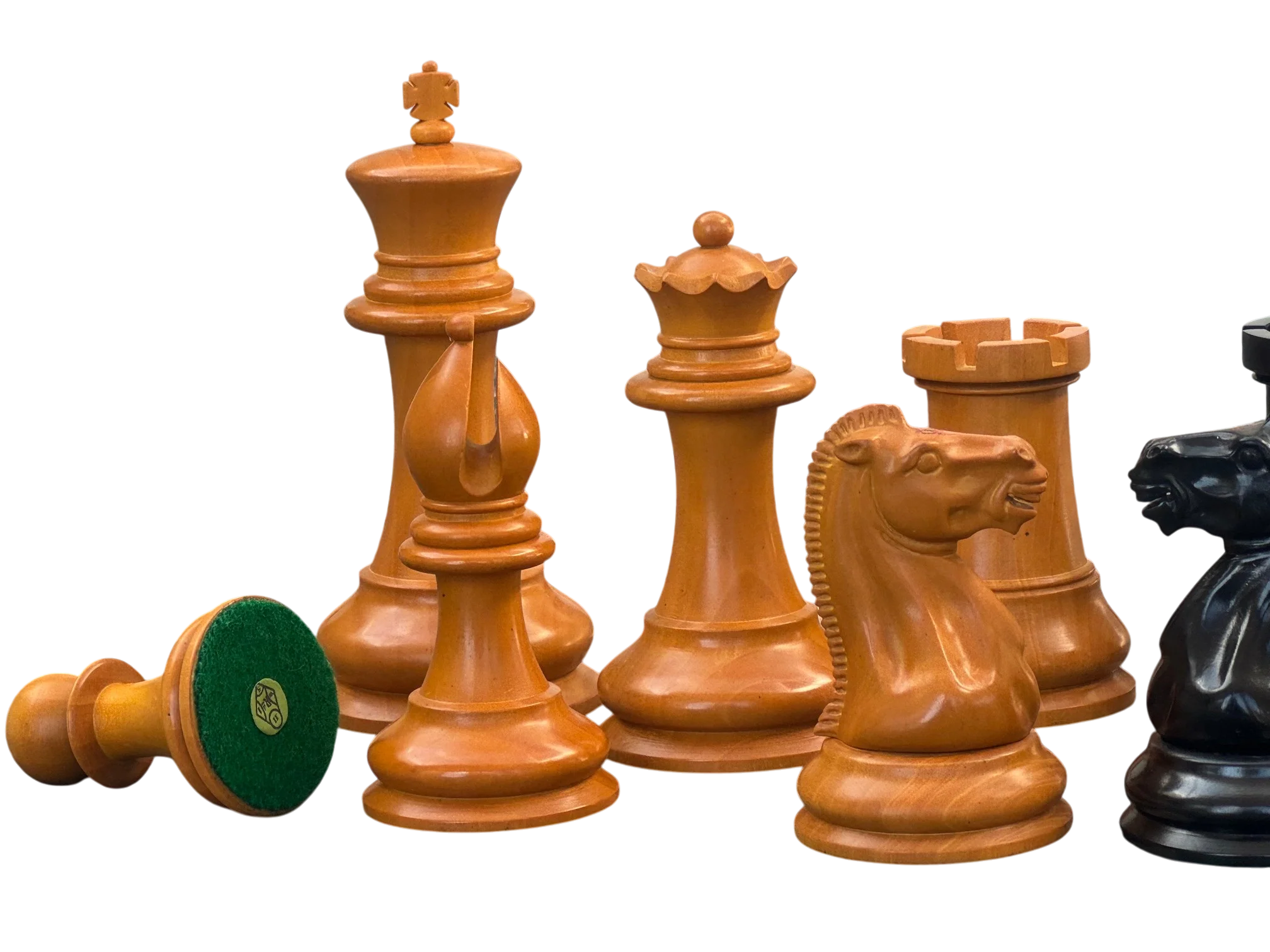 4.4" 1850 Antique Ebony Chessmen and Mahogany Deluxe Box - Image 12