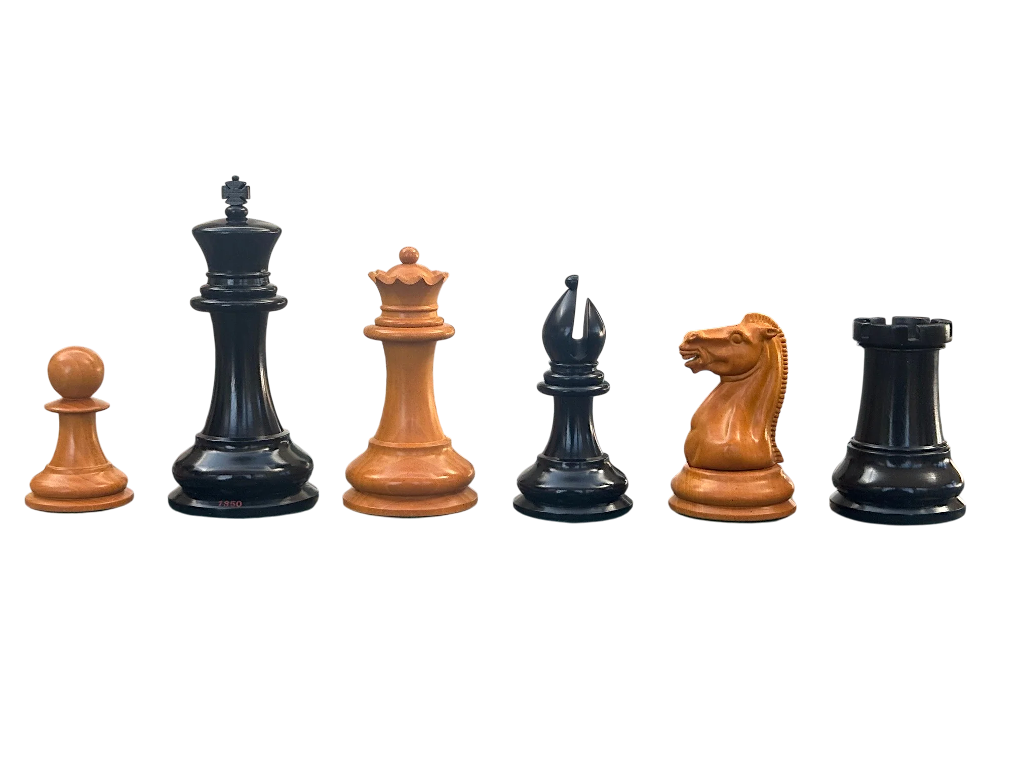 4.4" 1850 Antique Ebony Chessmen and Mahogany Deluxe Box - Image 14