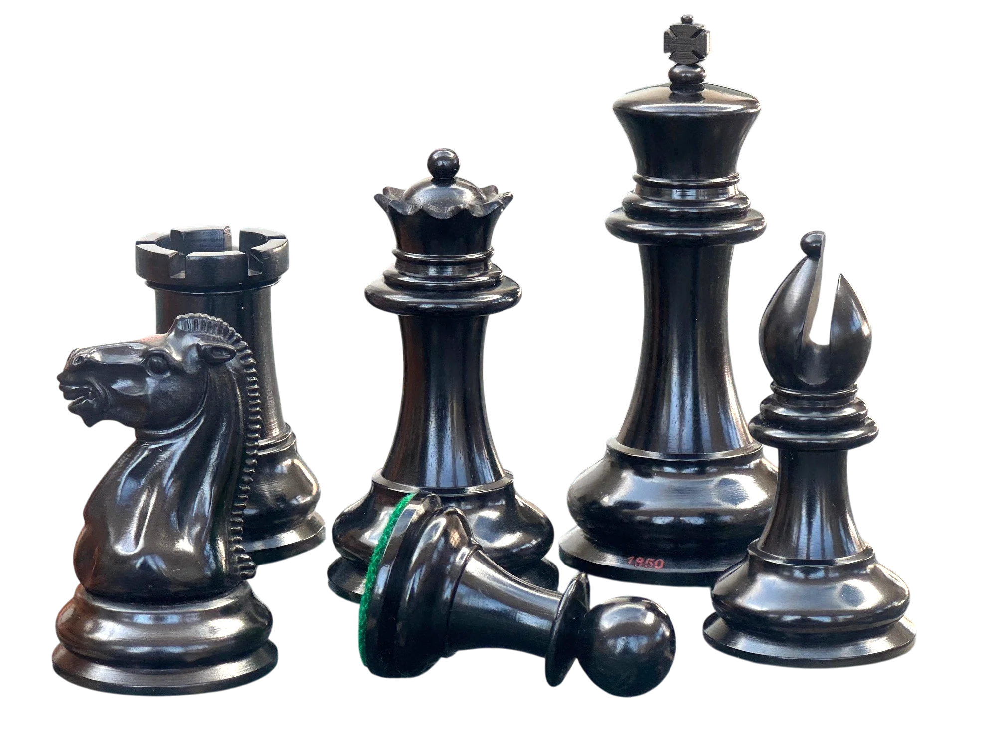 4.4" 1850 Antique Ebony Chessmen and Mahogany Deluxe Box - Image 15