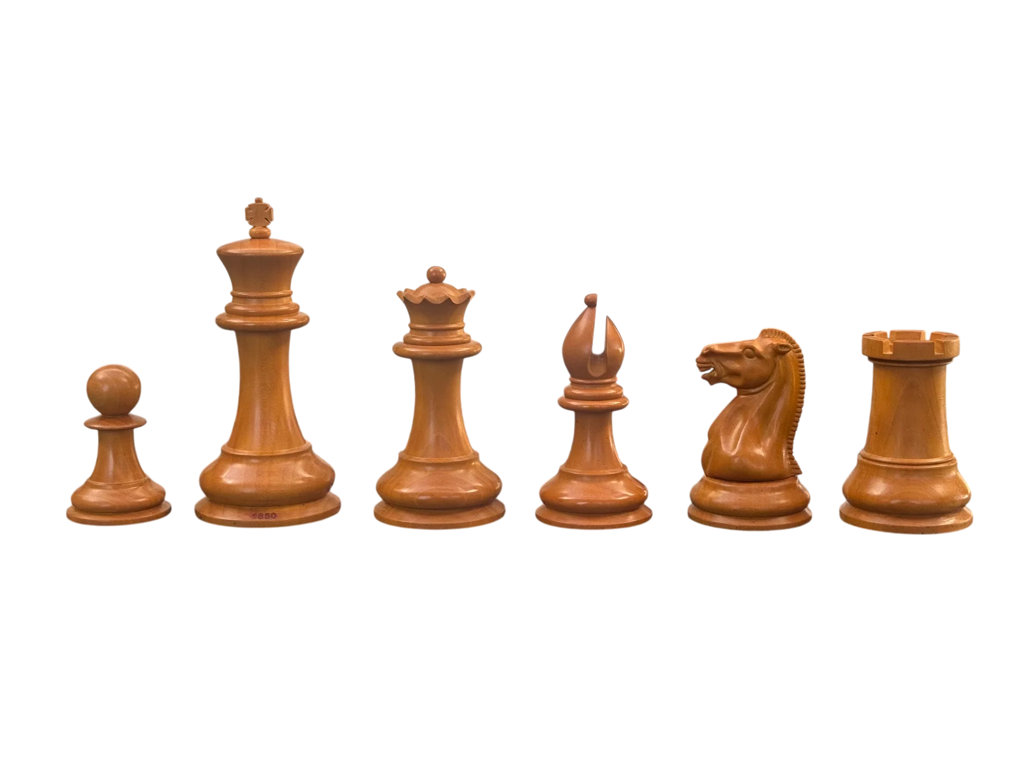 4.4" 1850 Antique Ebony Chessmen and Mahogany Deluxe Box - Image 9