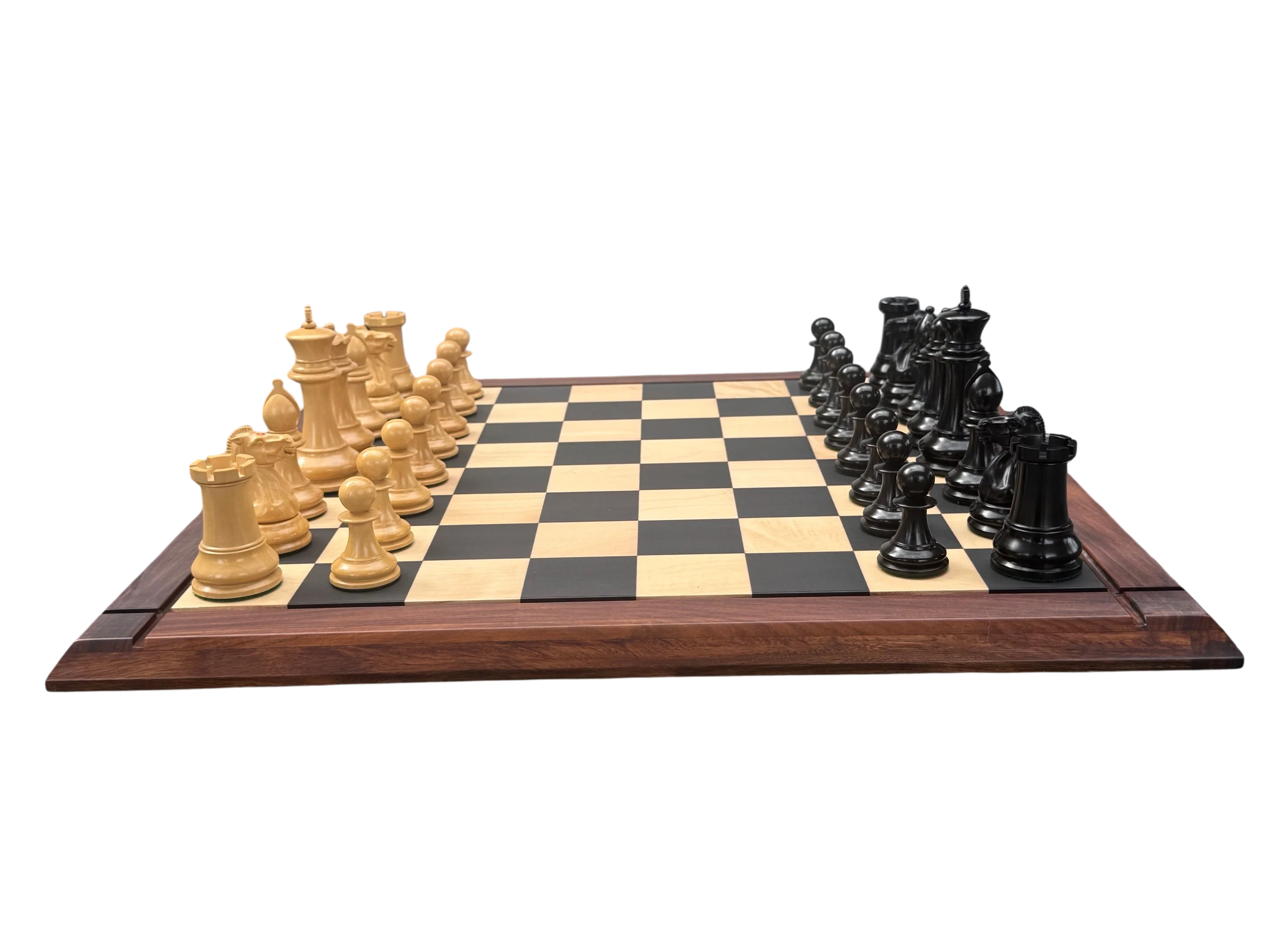 4.4" 1850 Boxwood and Ebony Chessmen – Deluxe Mahogany Box & Ebony Rosewood Board - Image 10
