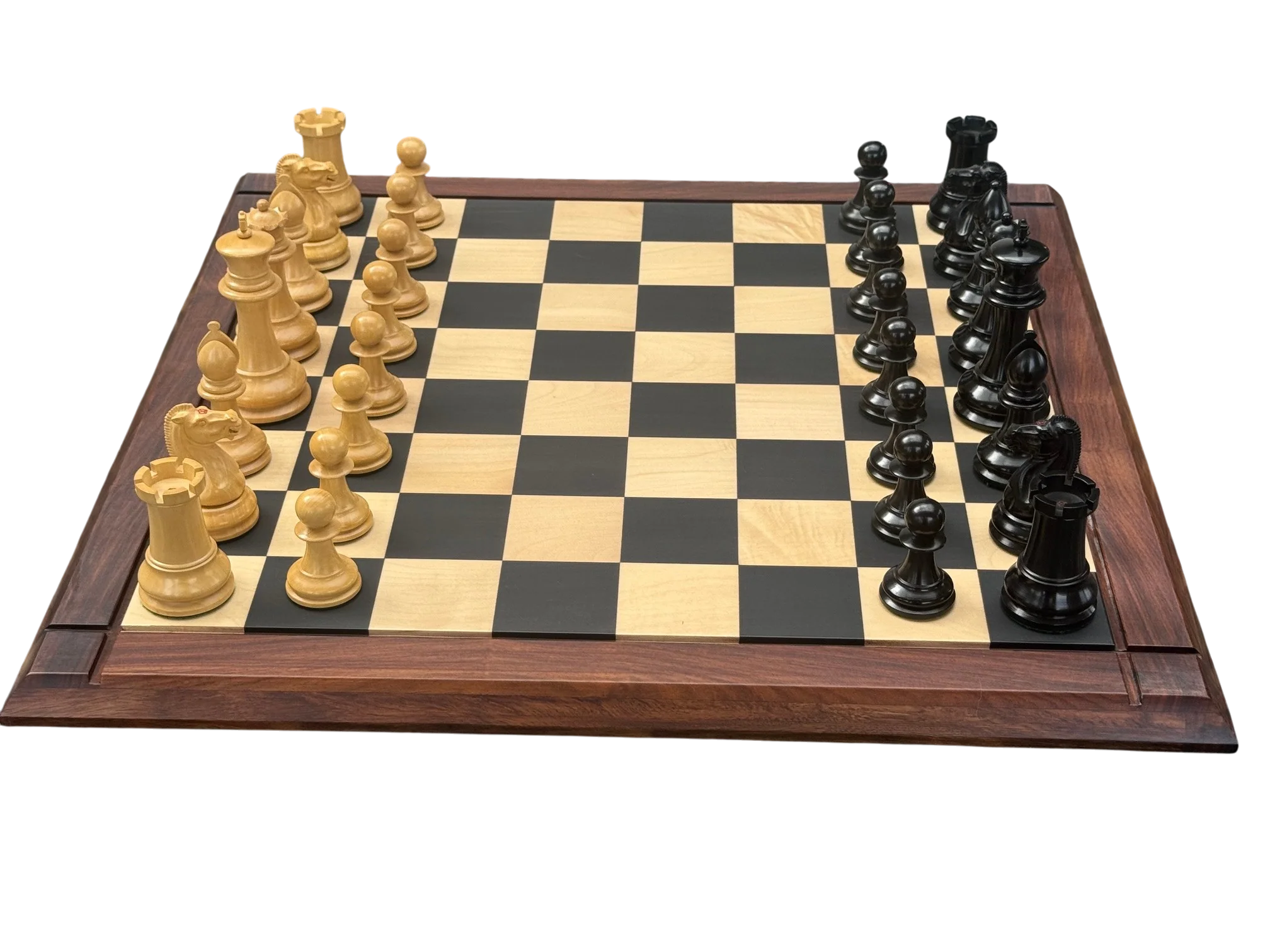 4.4" 1850 Boxwood and Ebony Chessmen – Deluxe Mahogany Box & Ebony Rosewood Board - Image 11