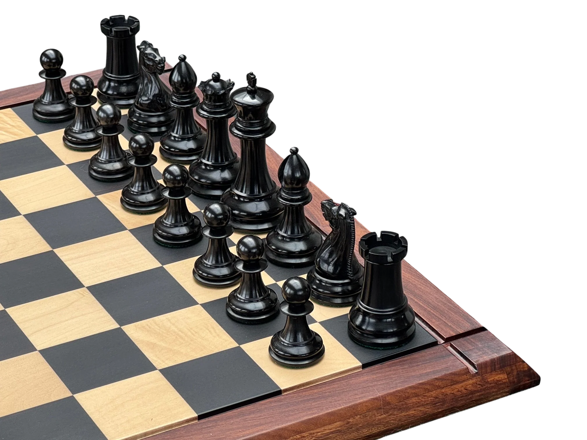 4.4" 1850 Boxwood and Ebony Chessmen – Deluxe Mahogany Box & Ebony Rosewood Board - Image 7